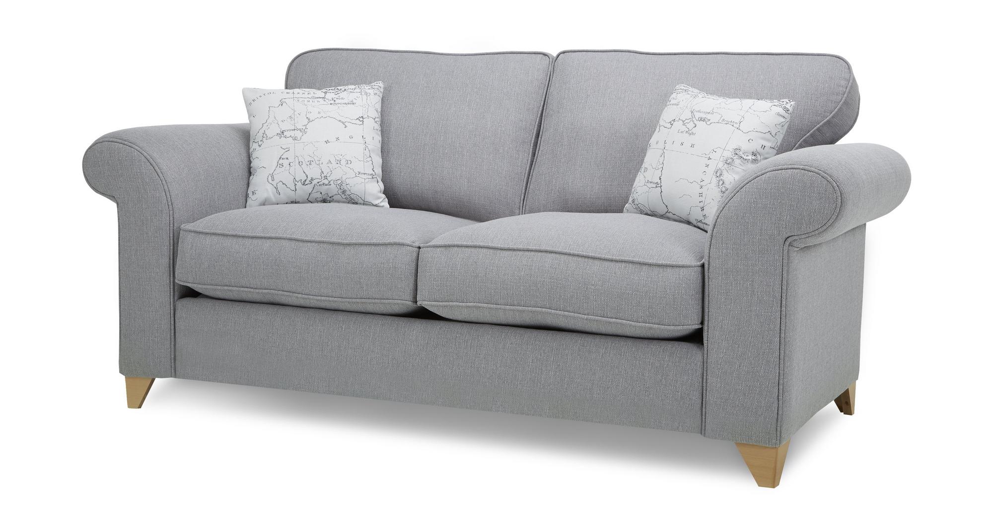 DFS Latitude Ash Grey Fabric 2 Seater Sofa & 2 X Scatter Cushions eBay