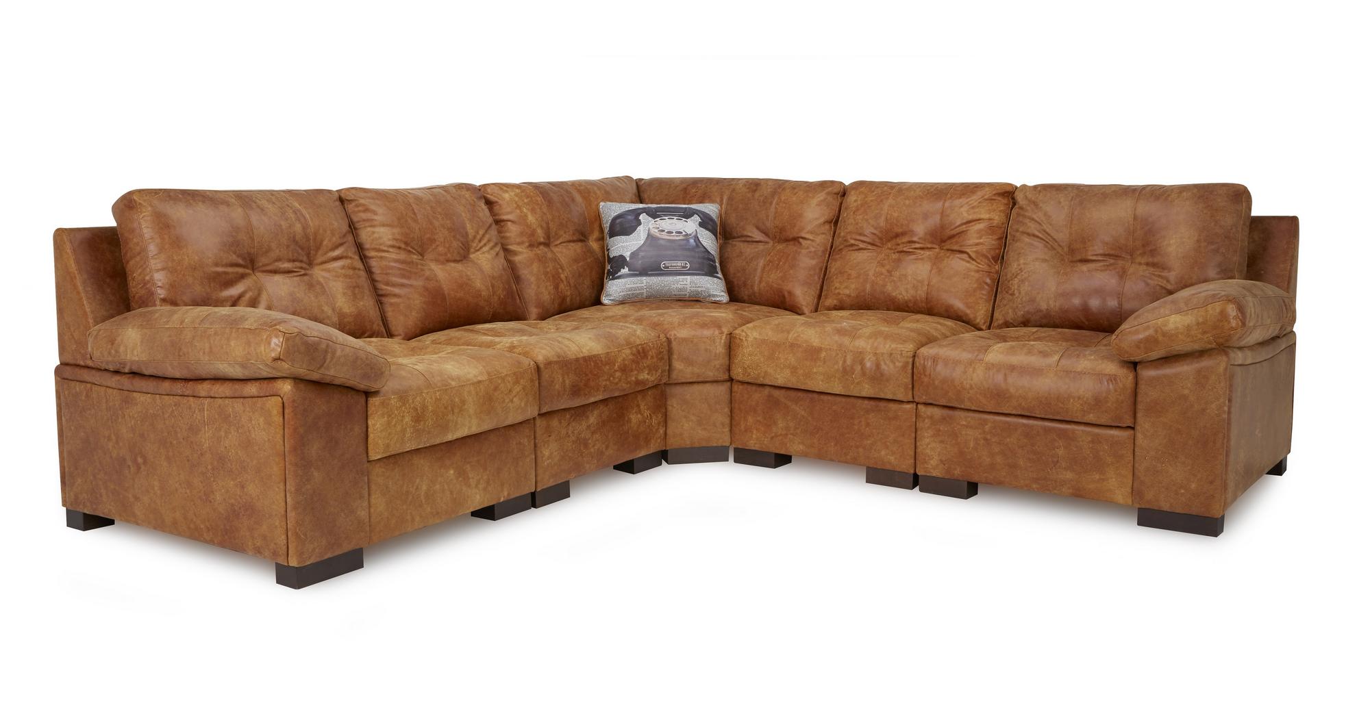DFS Rafael Ranch Brown Natural Leather Modular Corner Sofa