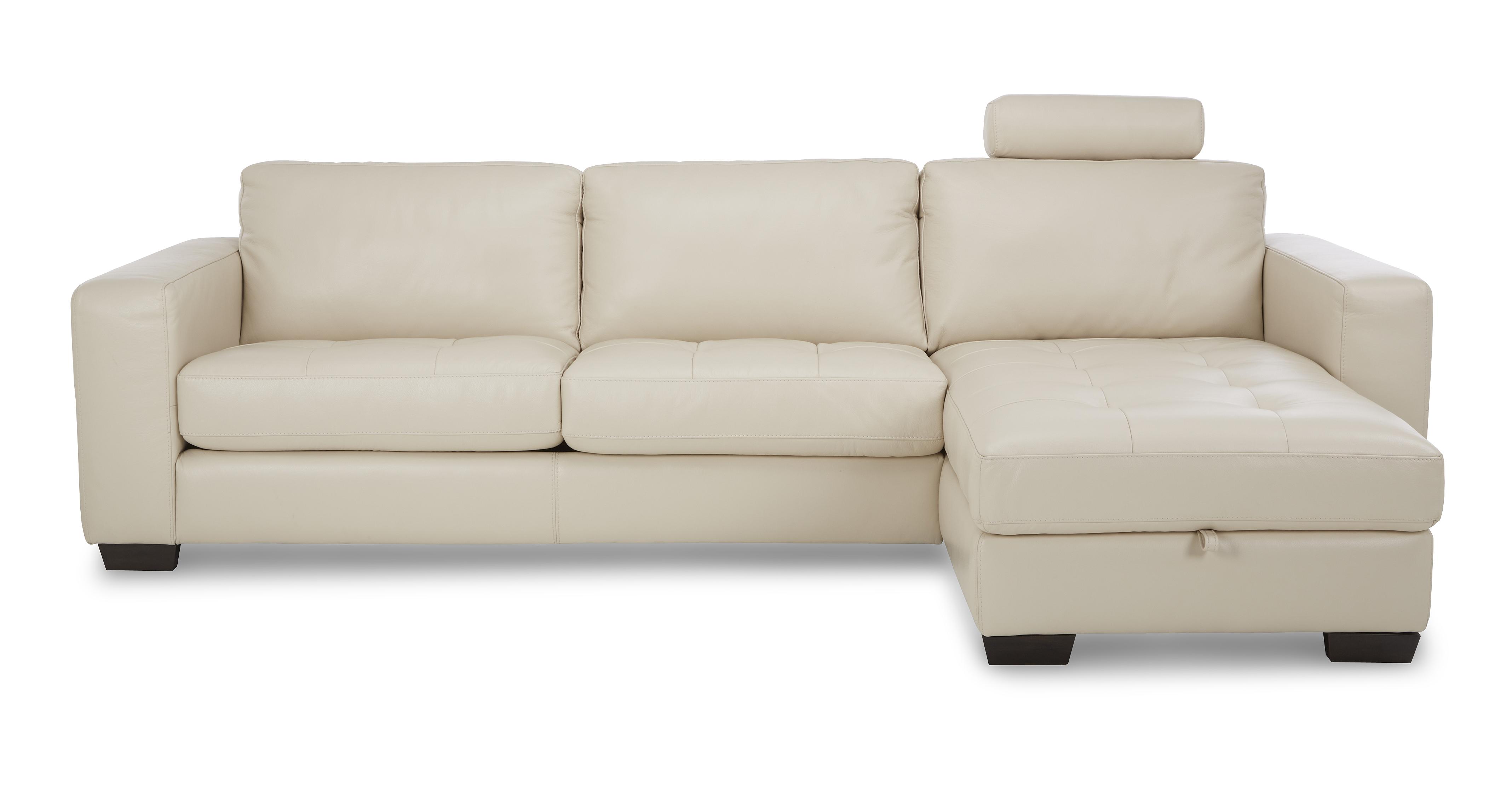 DFS Ramona Bisque Leather Set Inc Storage Chaise Sofa Bed, Chair ...