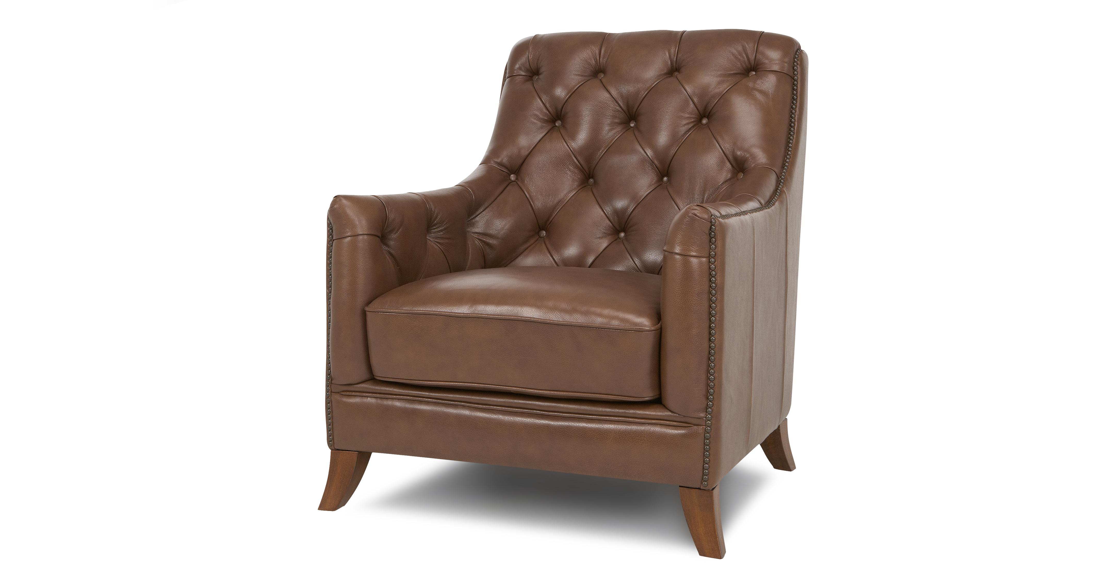 DFS Reign Set Inc Brown Leather Accent Chair and Pouffe eBay