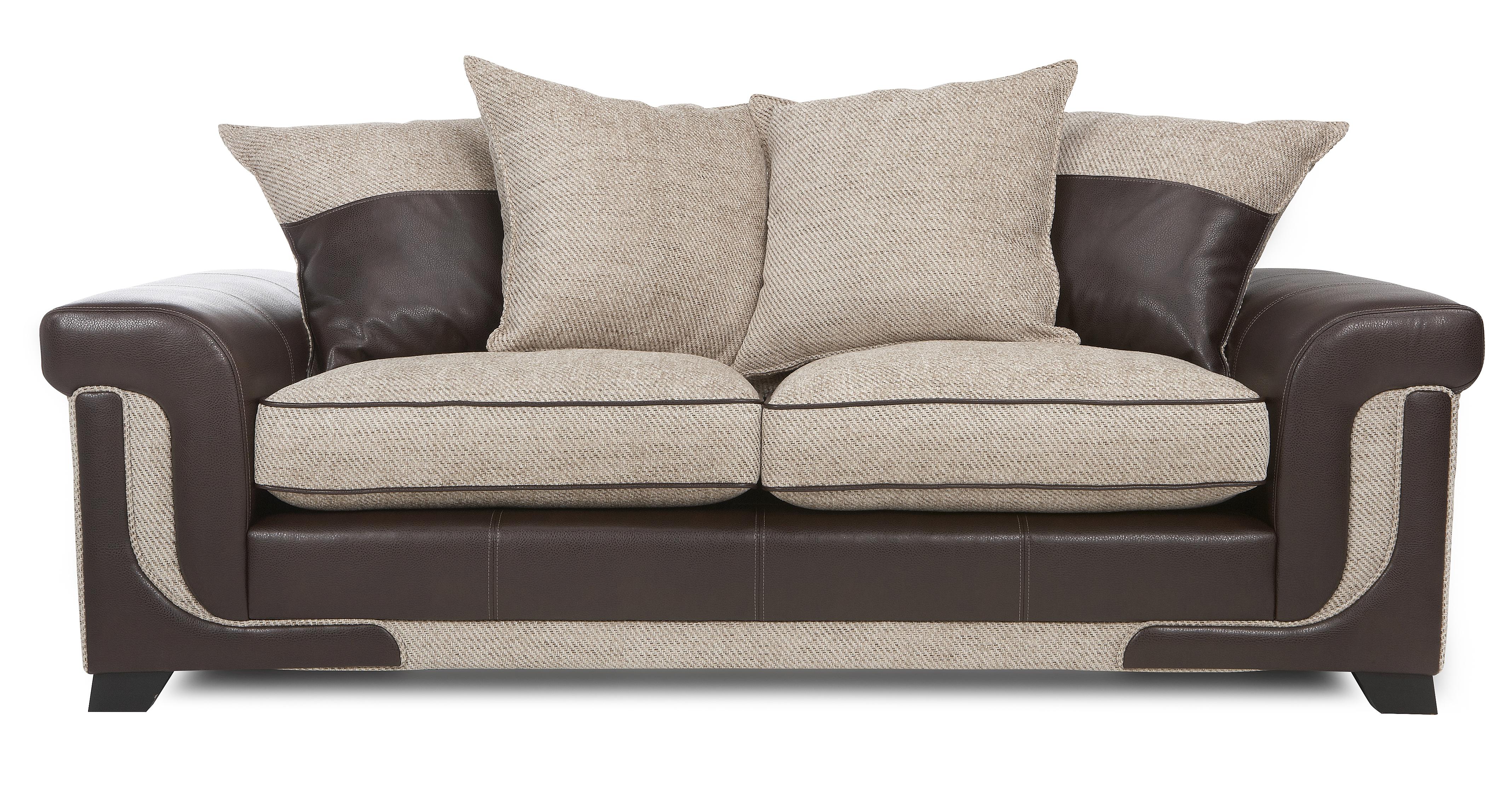 DFS Sensation 3 Seater Oatmeal Pillow Back Sofa eBay