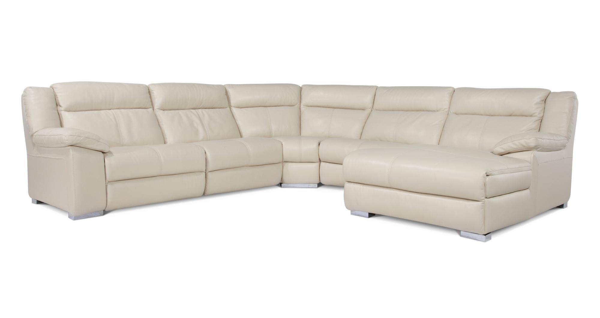 DFS Swift Bisque Cream Leather Right Hand Facing Corner Sofa