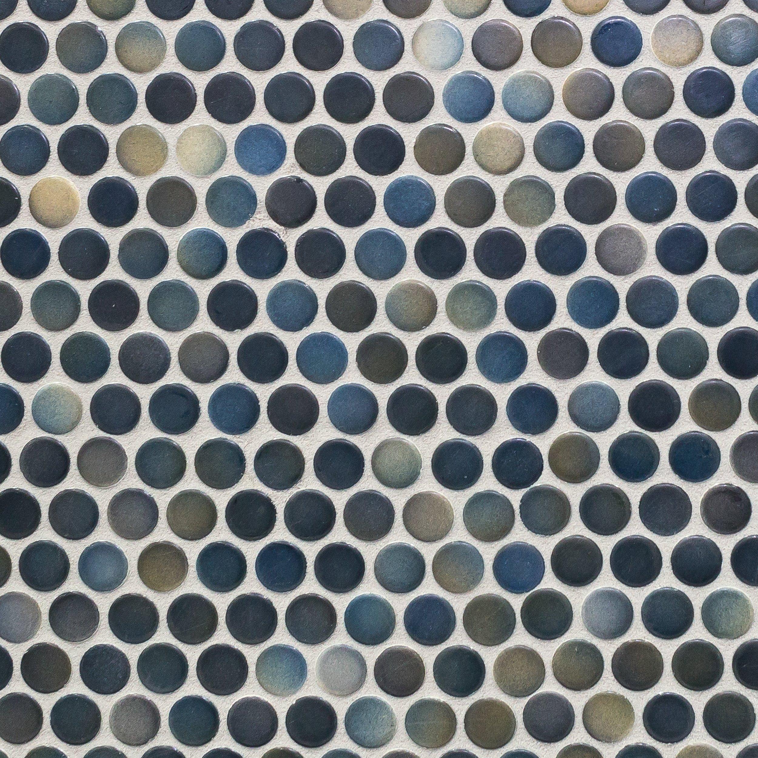 Dark Blue Multi Penny Porcelain Mosaic 10 X 12 100053289
