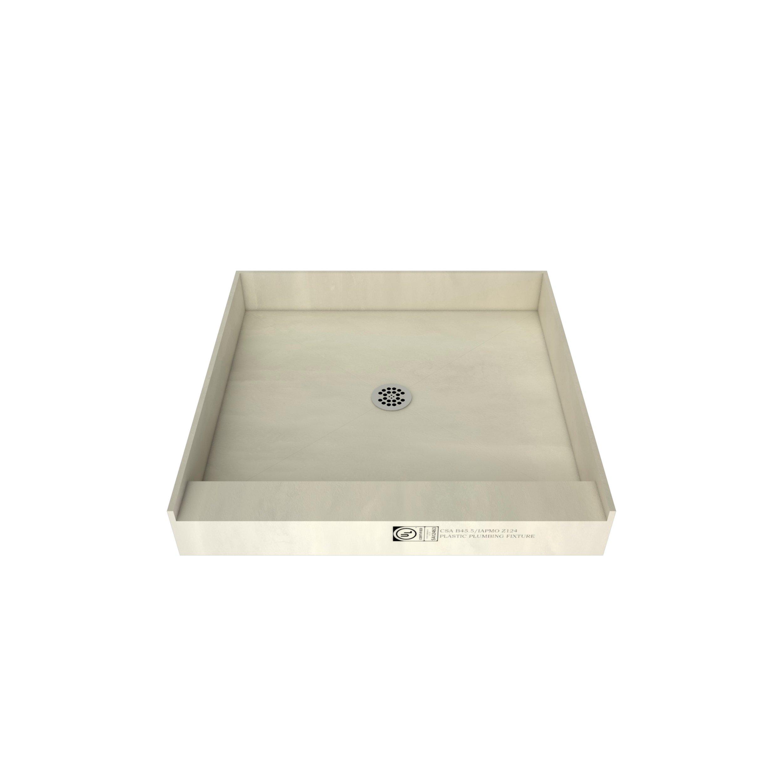 Tile Redi Single Curb Shower Pan With Center Drain 36in X 36in