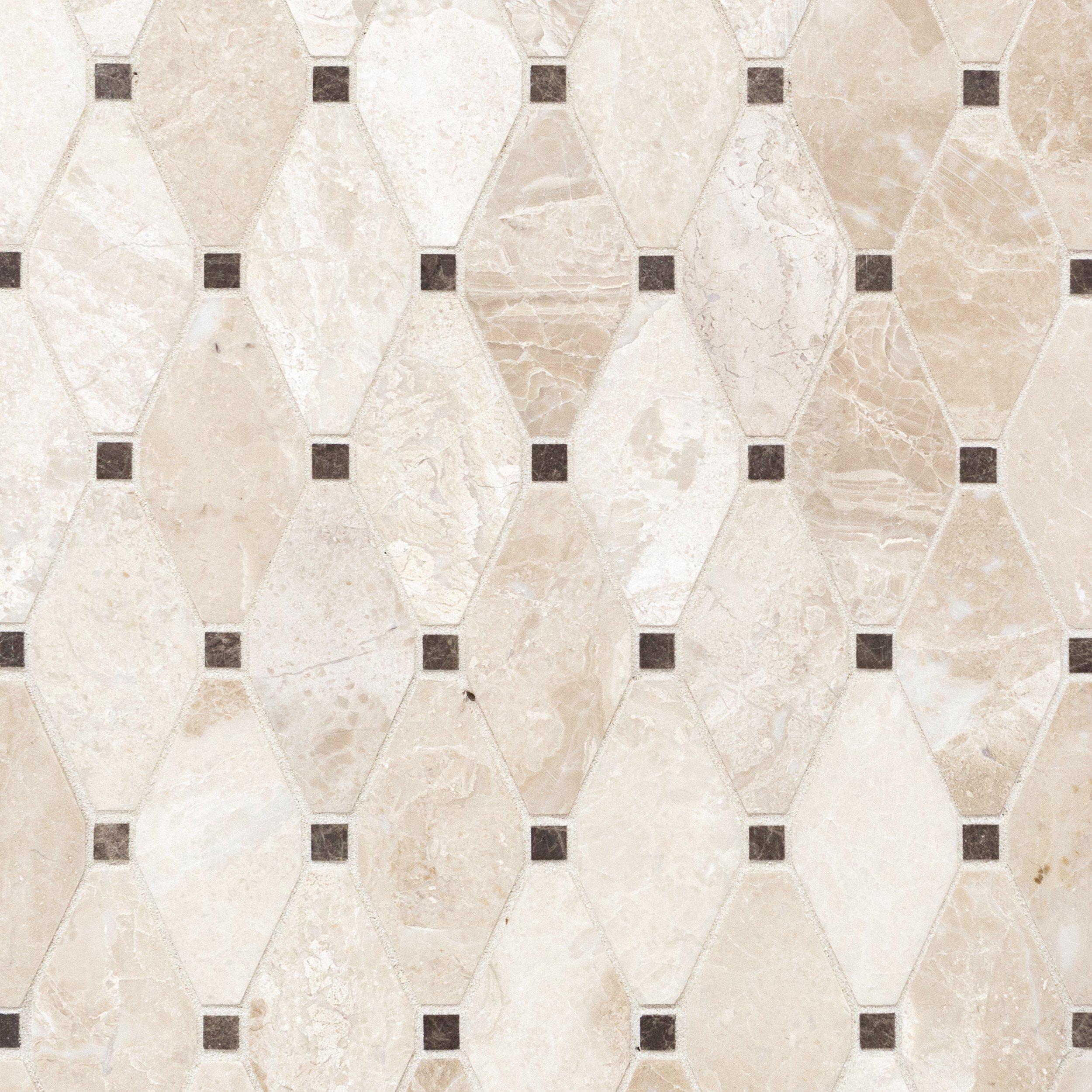 Crema Royal Diamond Polished Marble Mosaic 12 X 12 100139070