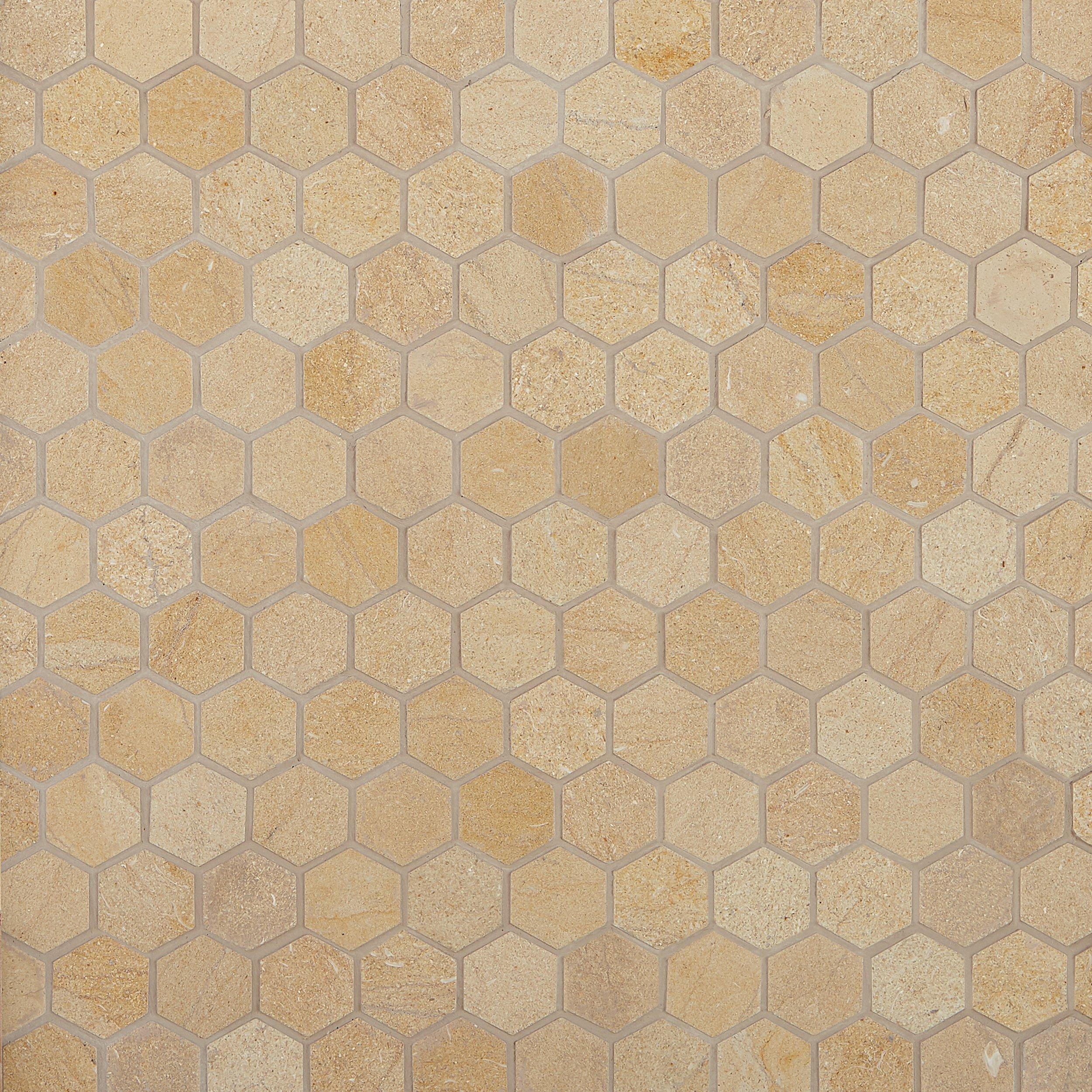 Jerusalem Gold Hexagon Limestone Mosaic 12 X 12 100301779
