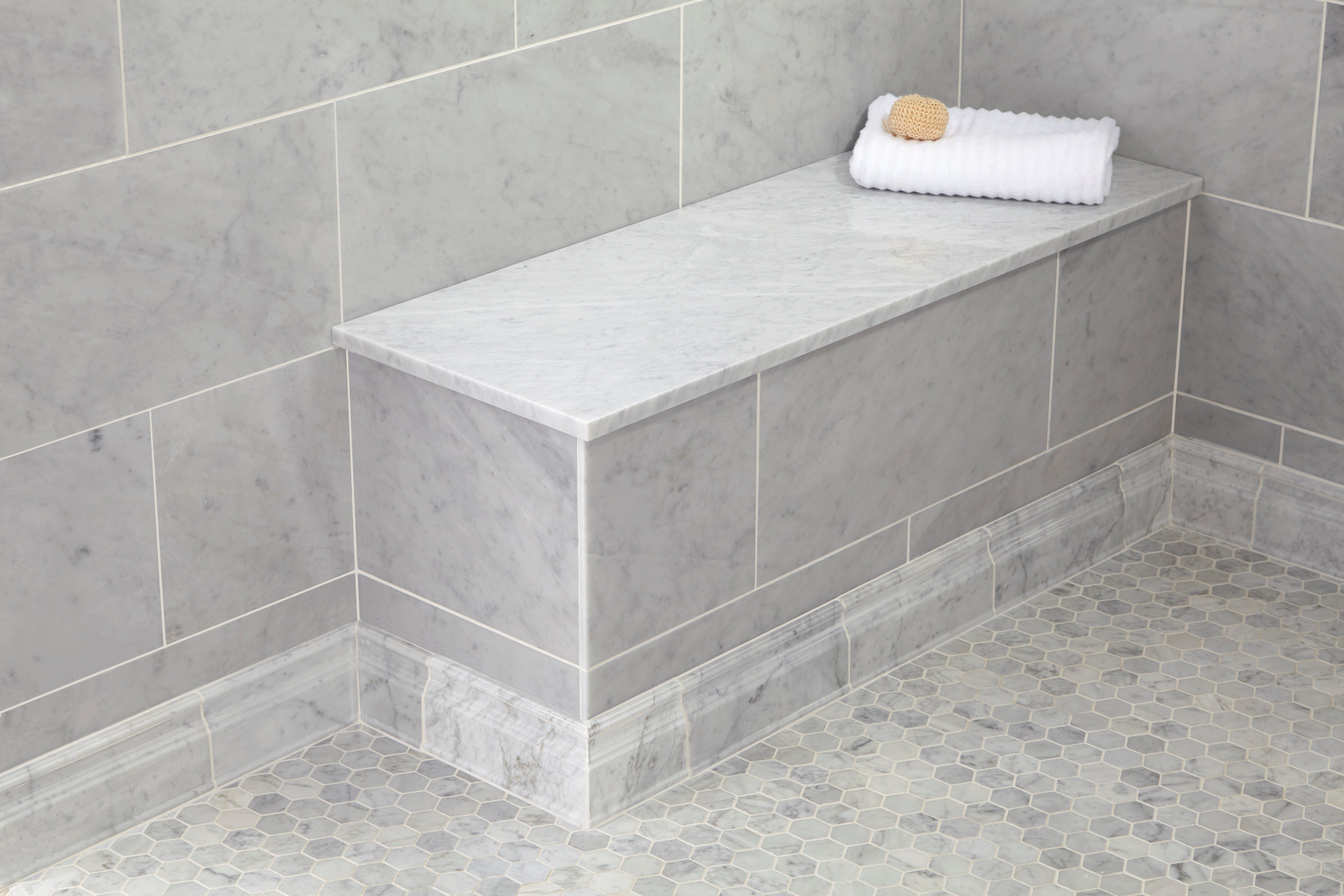 Carrara Marble 17 X 49 In Rectangle Shower Bench 17 X 49 100582956 Floor And Decor