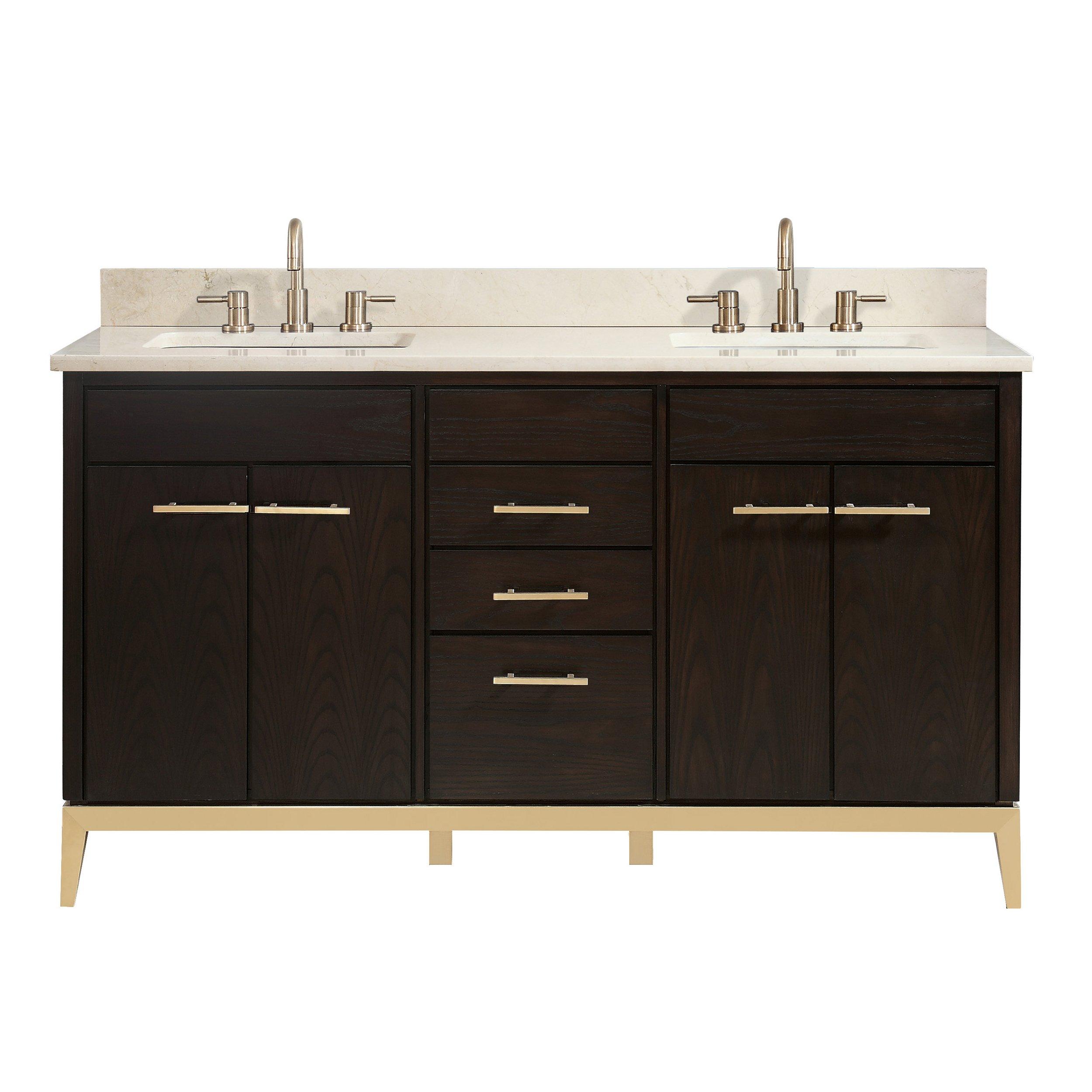 Hepburn 61 In Vanity With Crema Marfil Marble Top 22 X 61 X 35