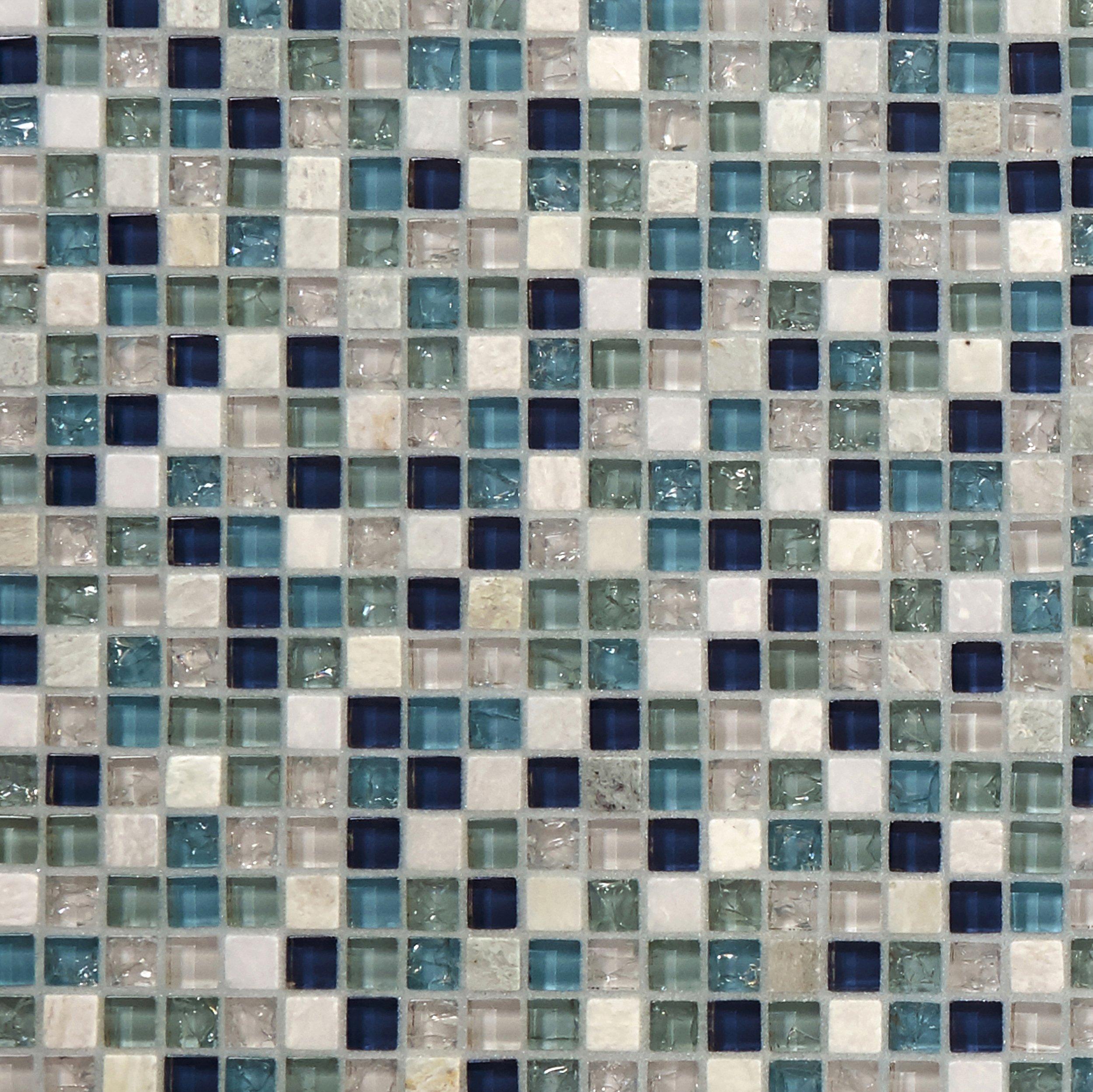 Blue 5 8 In Square Glass And Stone Mosaic 12 X 12 913500570