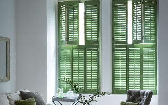 green window shutters