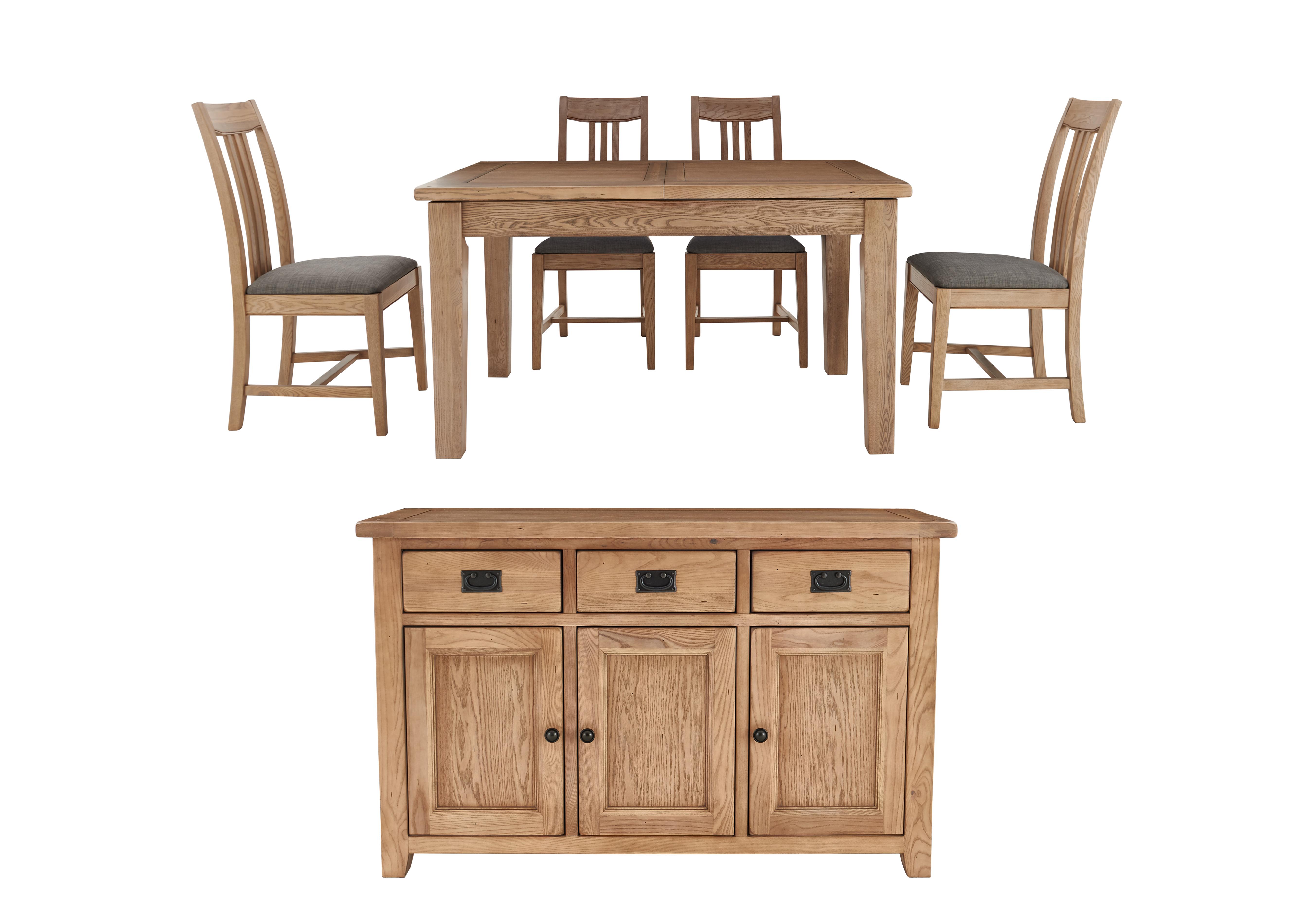 Provence Dining Table and 4 Chairs with Sideboard Set Furnitureland