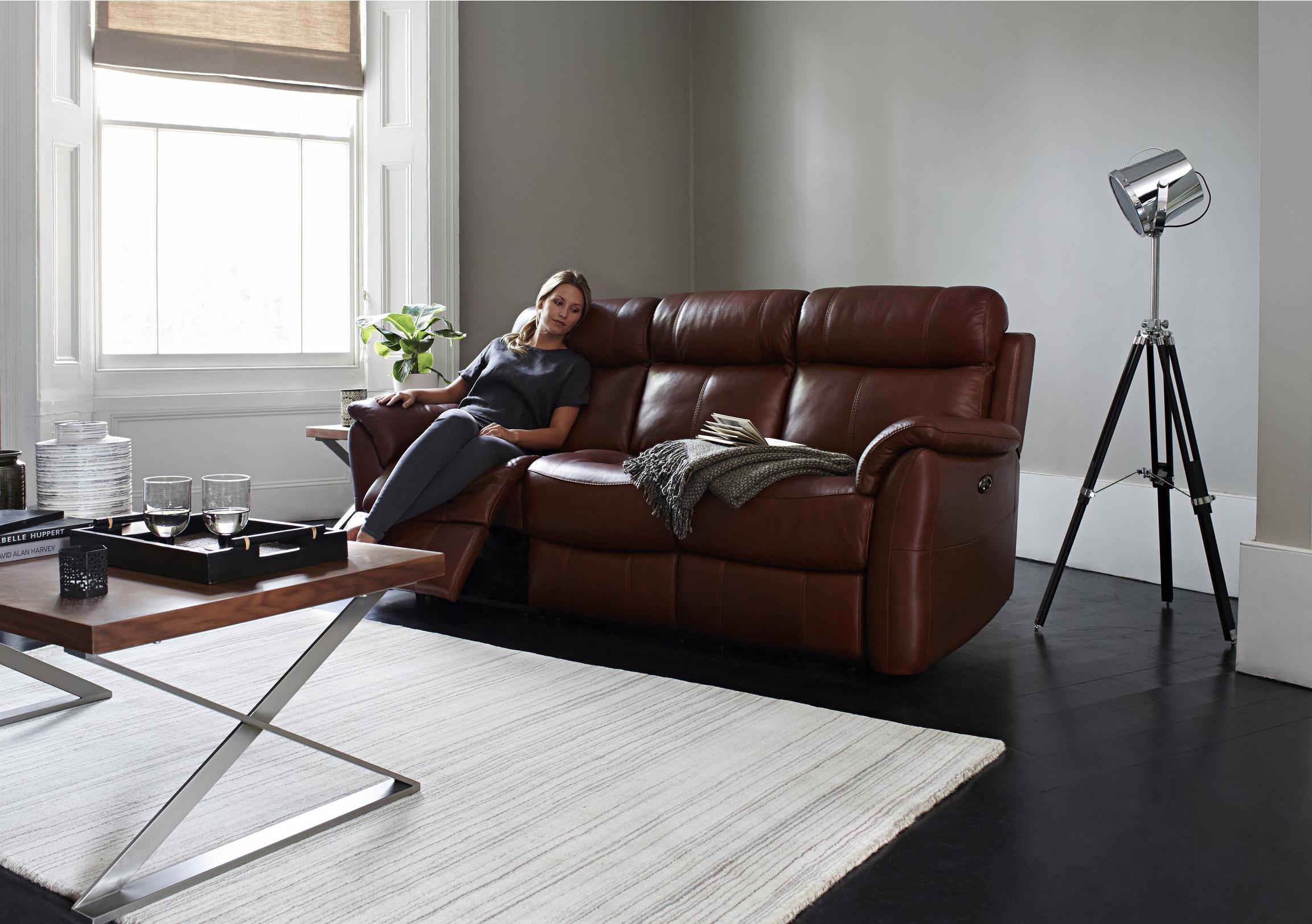Relax Station Revive 3 Seater Leather Recliner Sofa Furniture