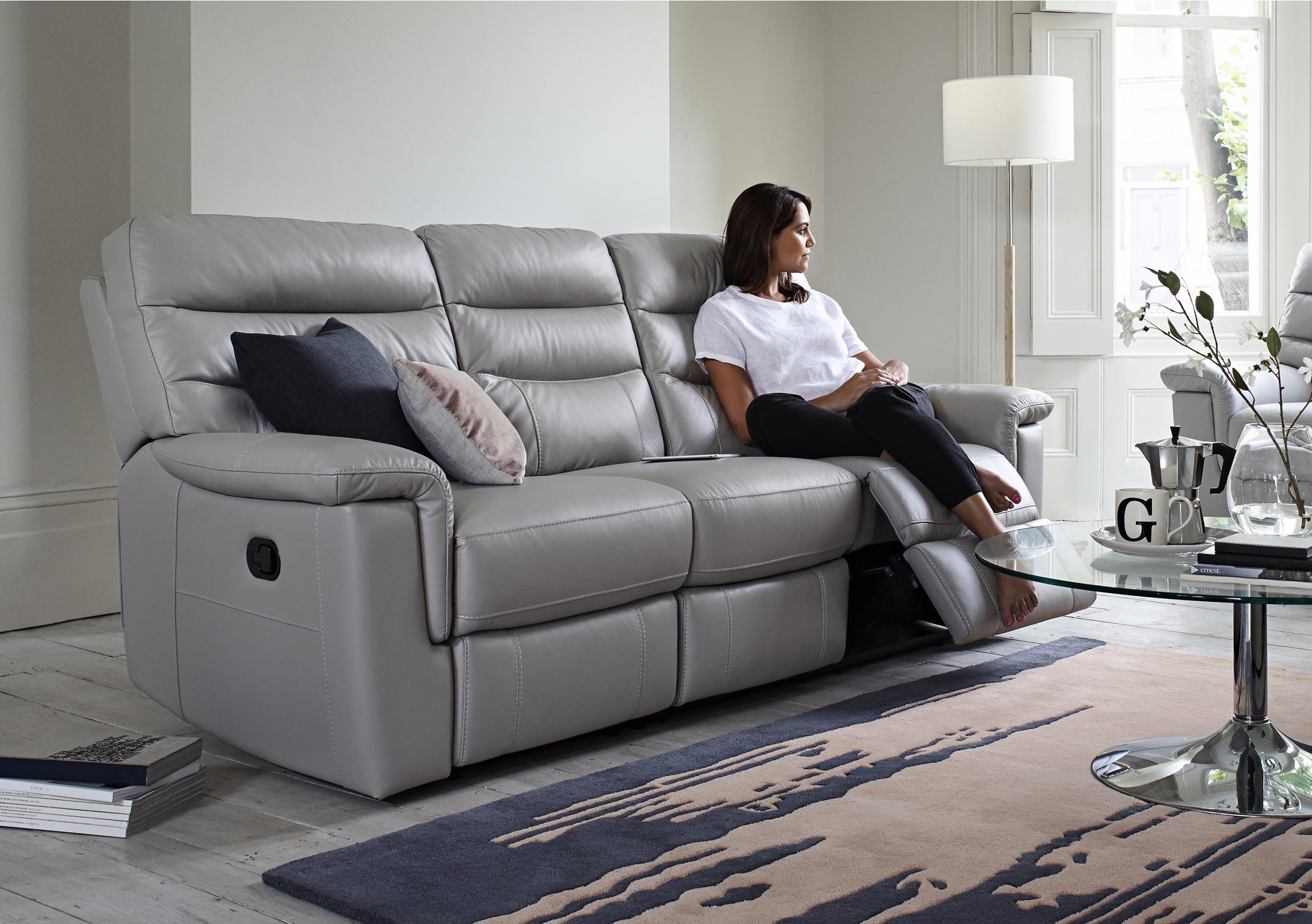 Relax Station Serenity 3 Seater Leather Recliner Sofa Furniture
