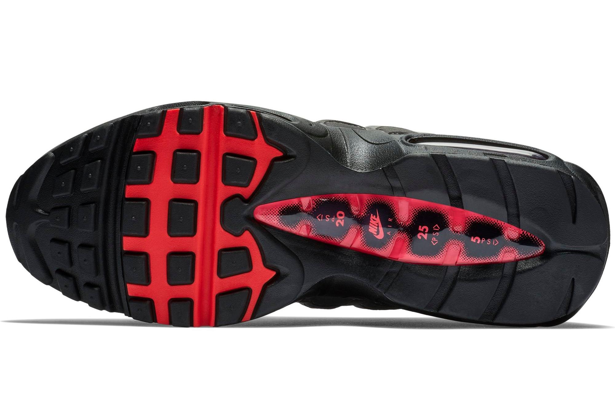 air max 95 solar red on feet