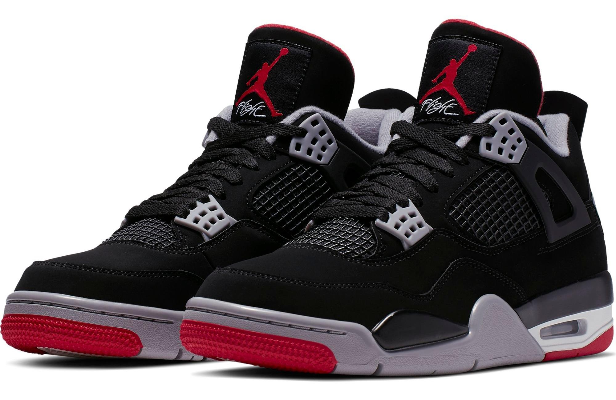 Sneakers Release- Air Jordan Retro 4 OG Bred âBlack/Fire Redâ Basketball Shoe