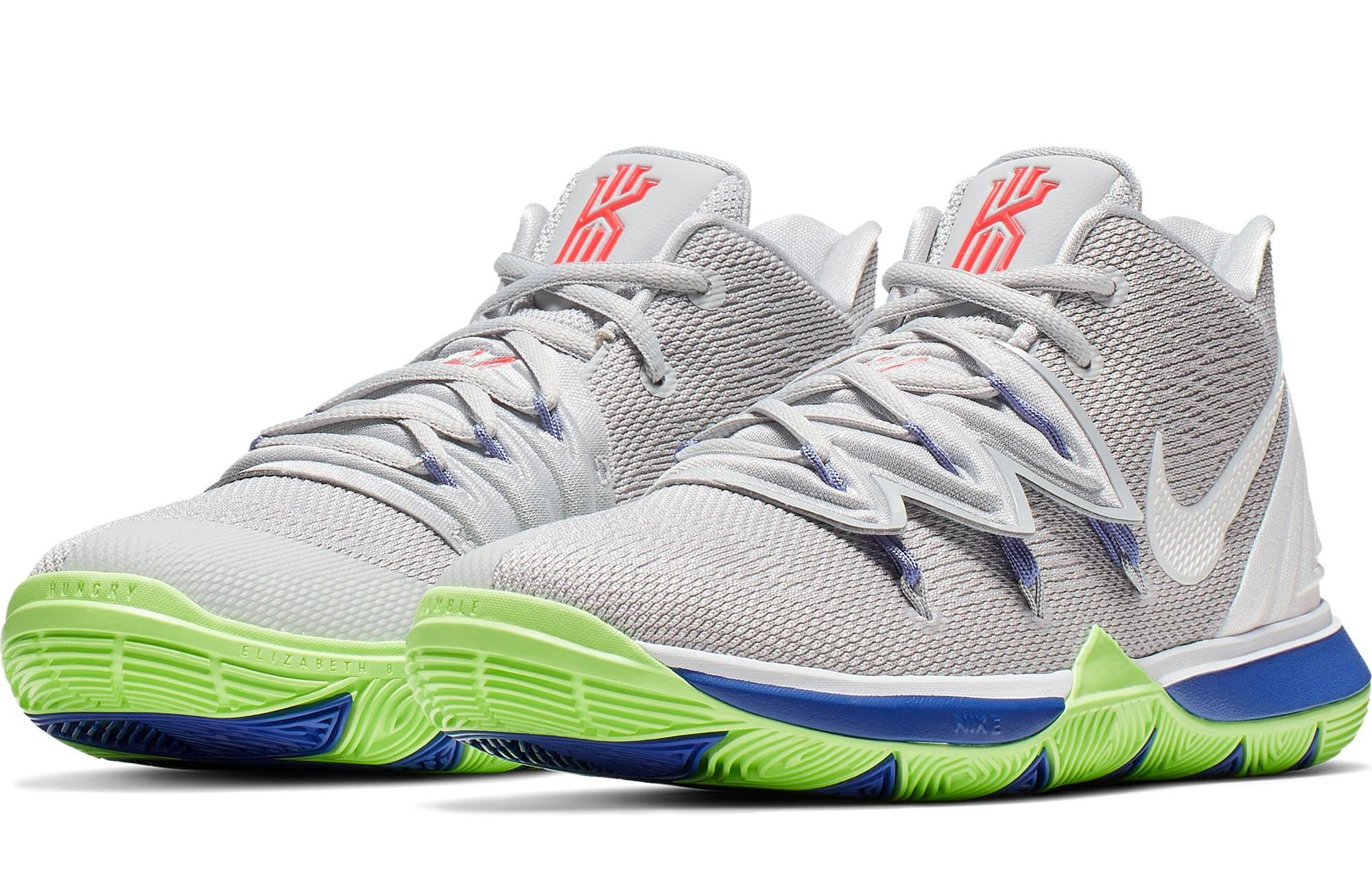 Sneakers Release Nike Kyrie 5 Kids Wolf Grey Lime Blast Basketball Shoe