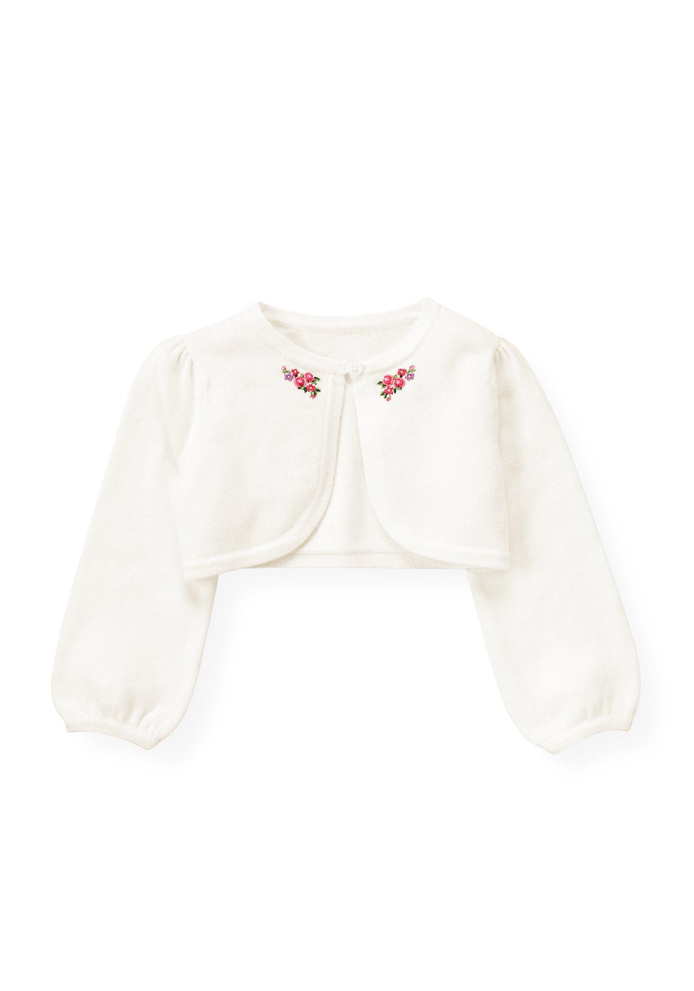 Jet Ivory HandEmbroidered Crop Cardigan at JanieandJack