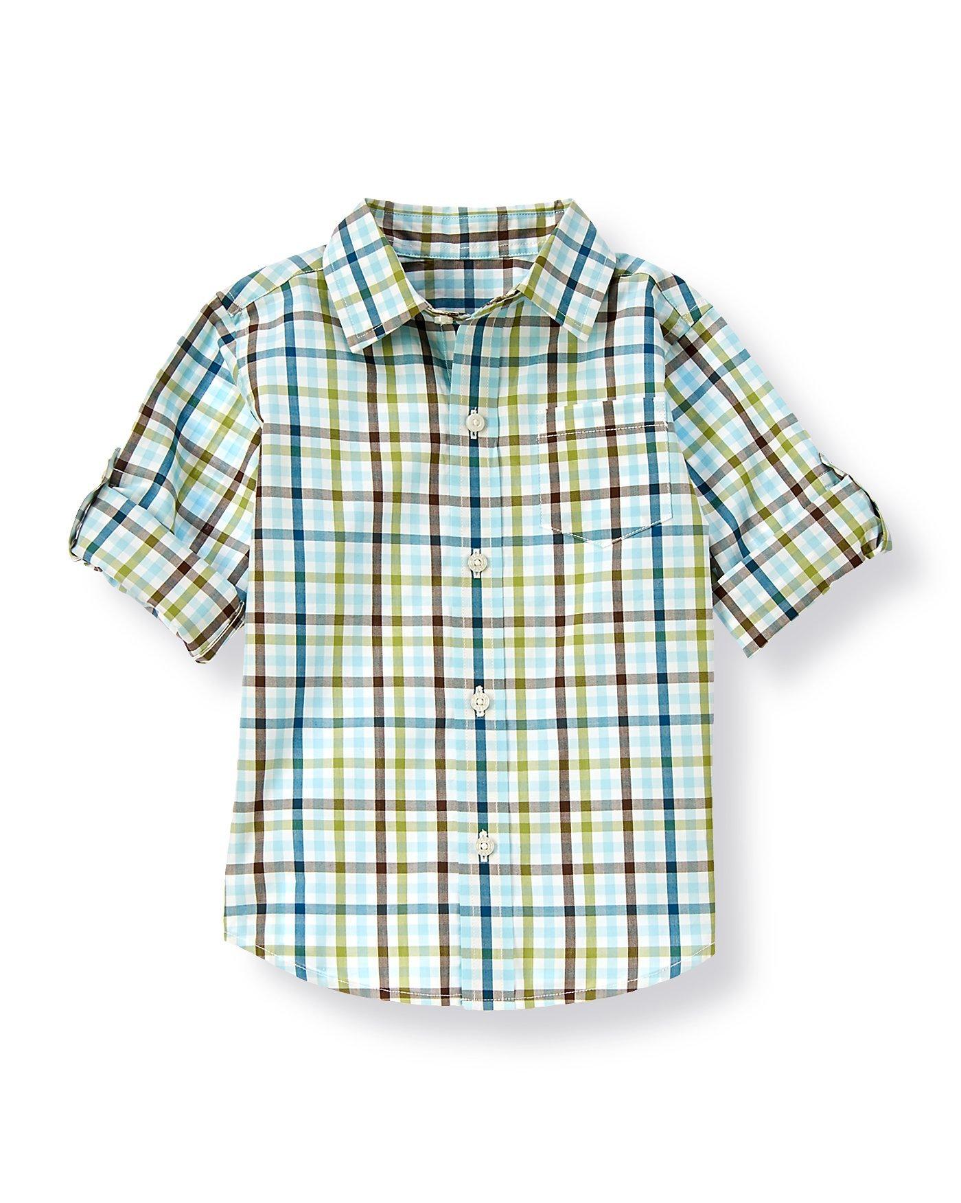 baby boy green plaid shirt