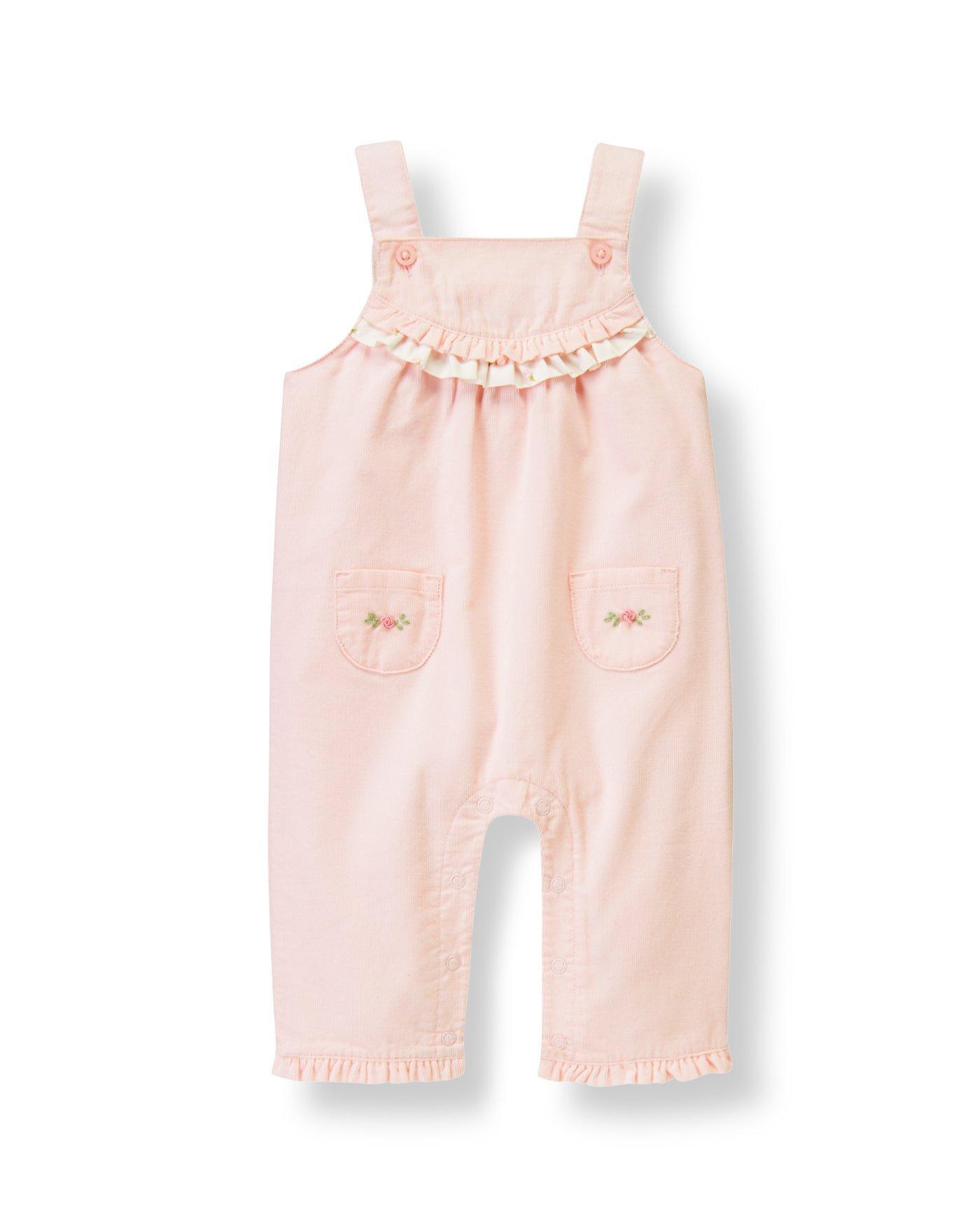 Baby Girl Barely Pink Ruffle Corduroy Overall at JanieandJack