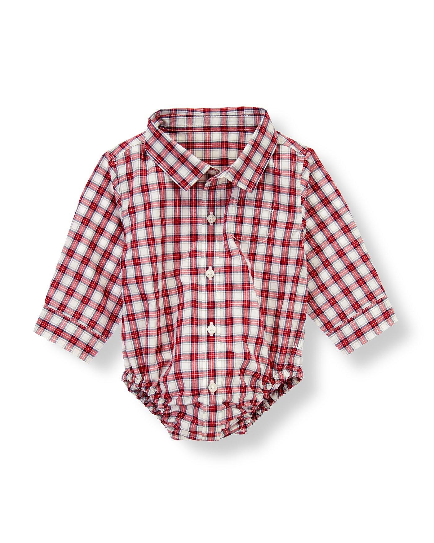 Baby Boy Holiday Red Plaid Plaid Shirt Bodysuit at JanieandJack