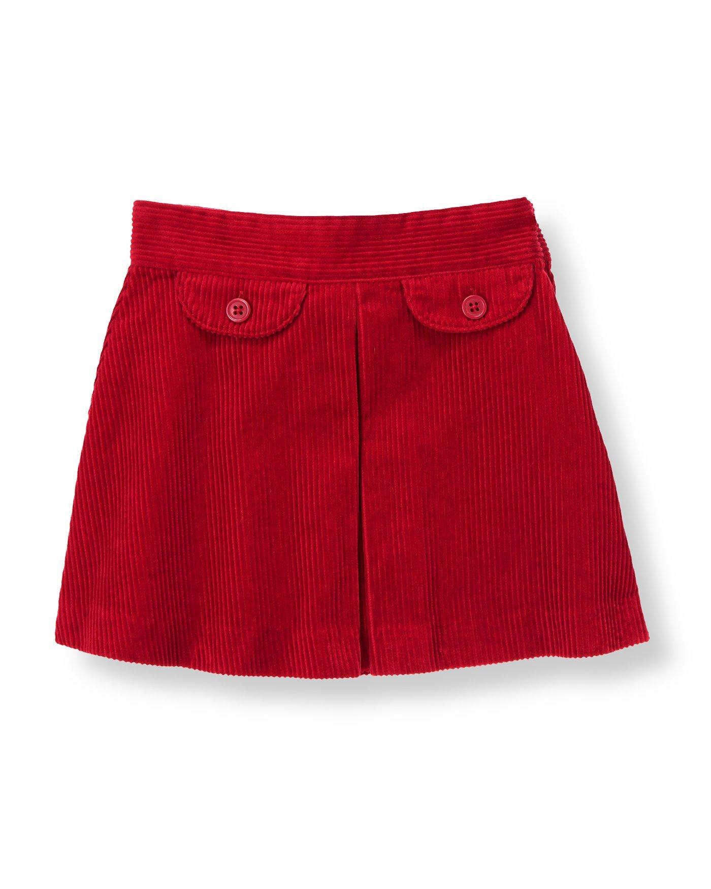 Red Holly Pleated Corduroy Skirt at JanieandJack