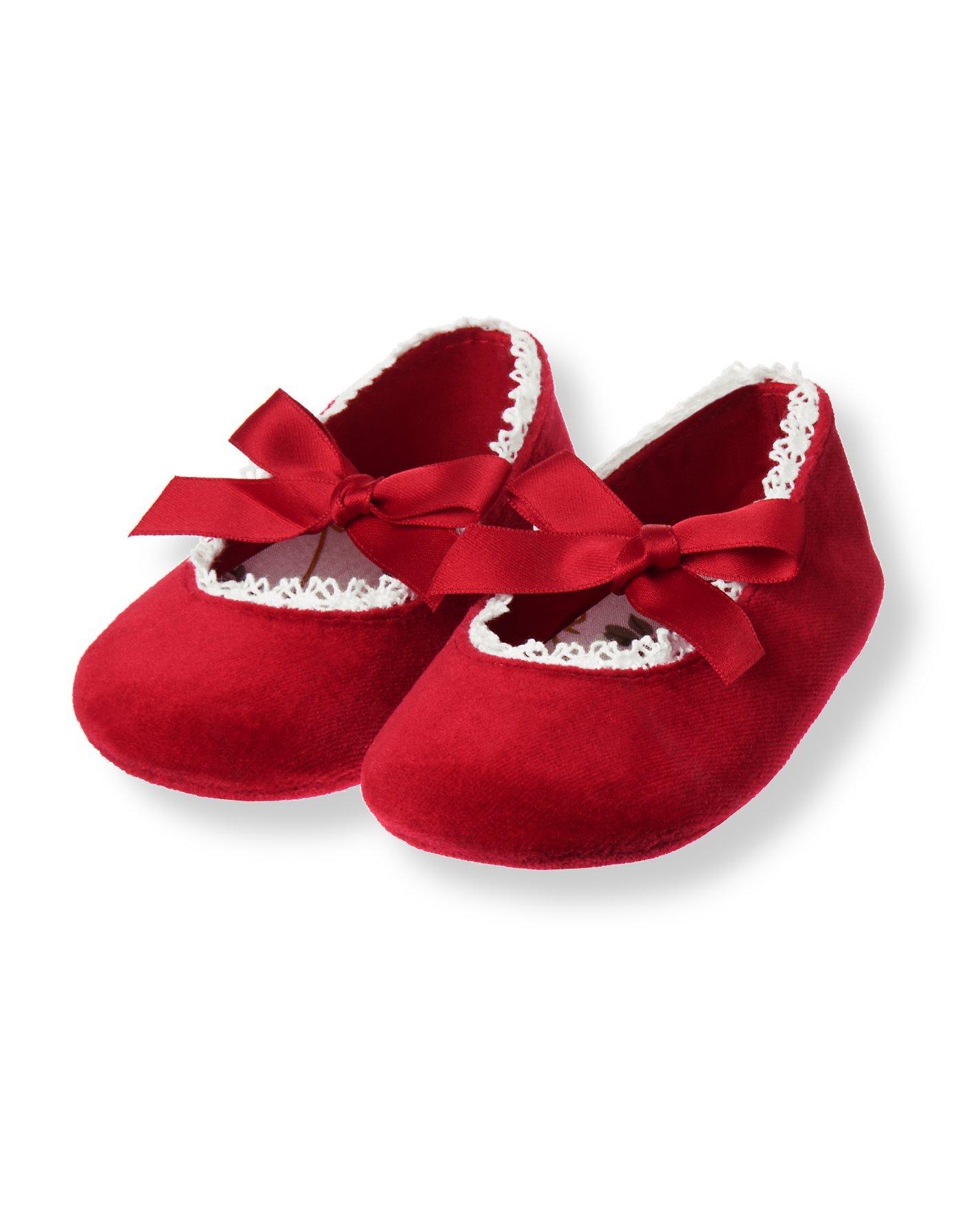 red velvet baby shoes