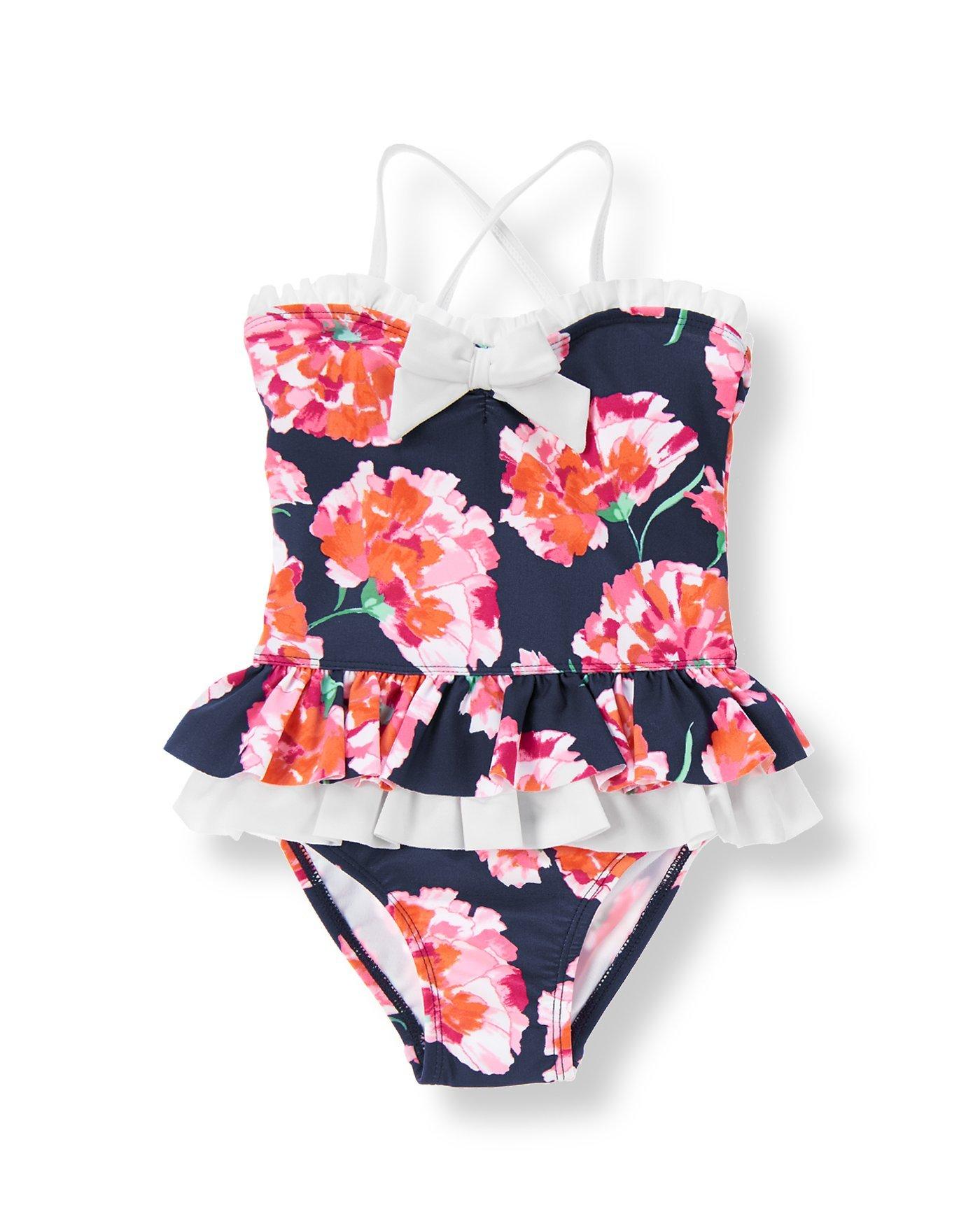 Carnation Floral Floral Ruffle Swimsuit At Janieandjack