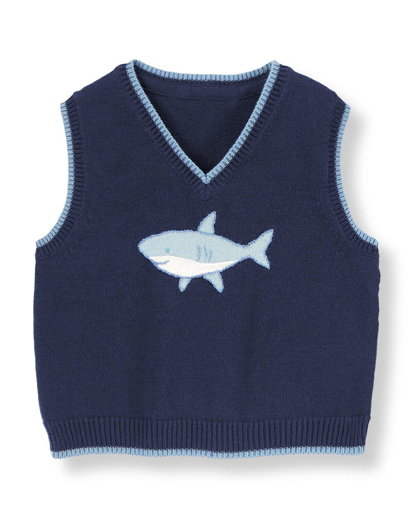 Baby Boy Peacoat Navy Shark Sweater Vest at JanieandJack