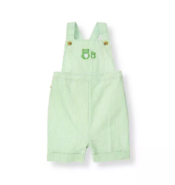 Newborn Reed Green Stripe Frog Stripe Seersucker Overall by Janie and Jack