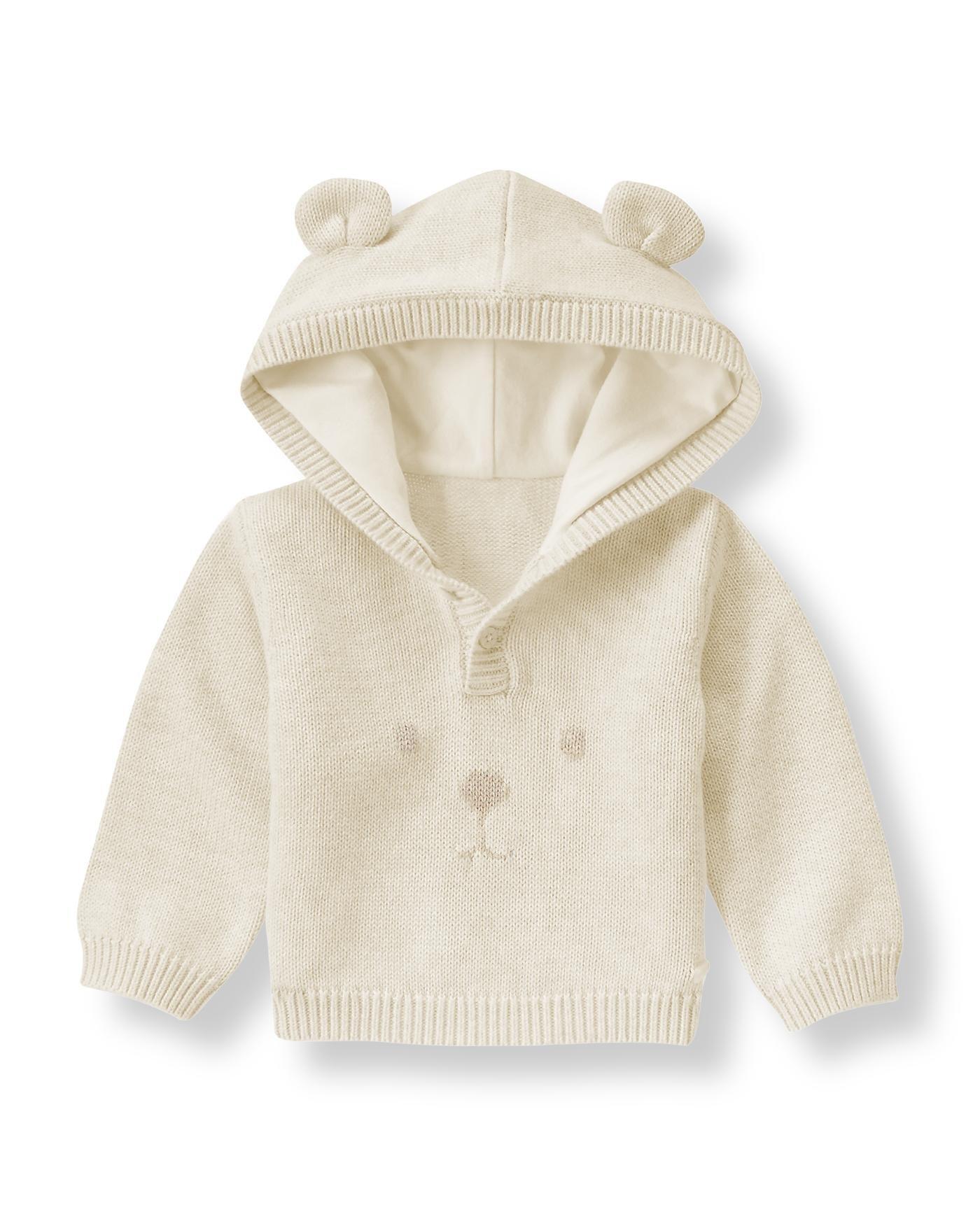 Baby Boy Cream Polar Bear Hooded Sweater at JanieandJack