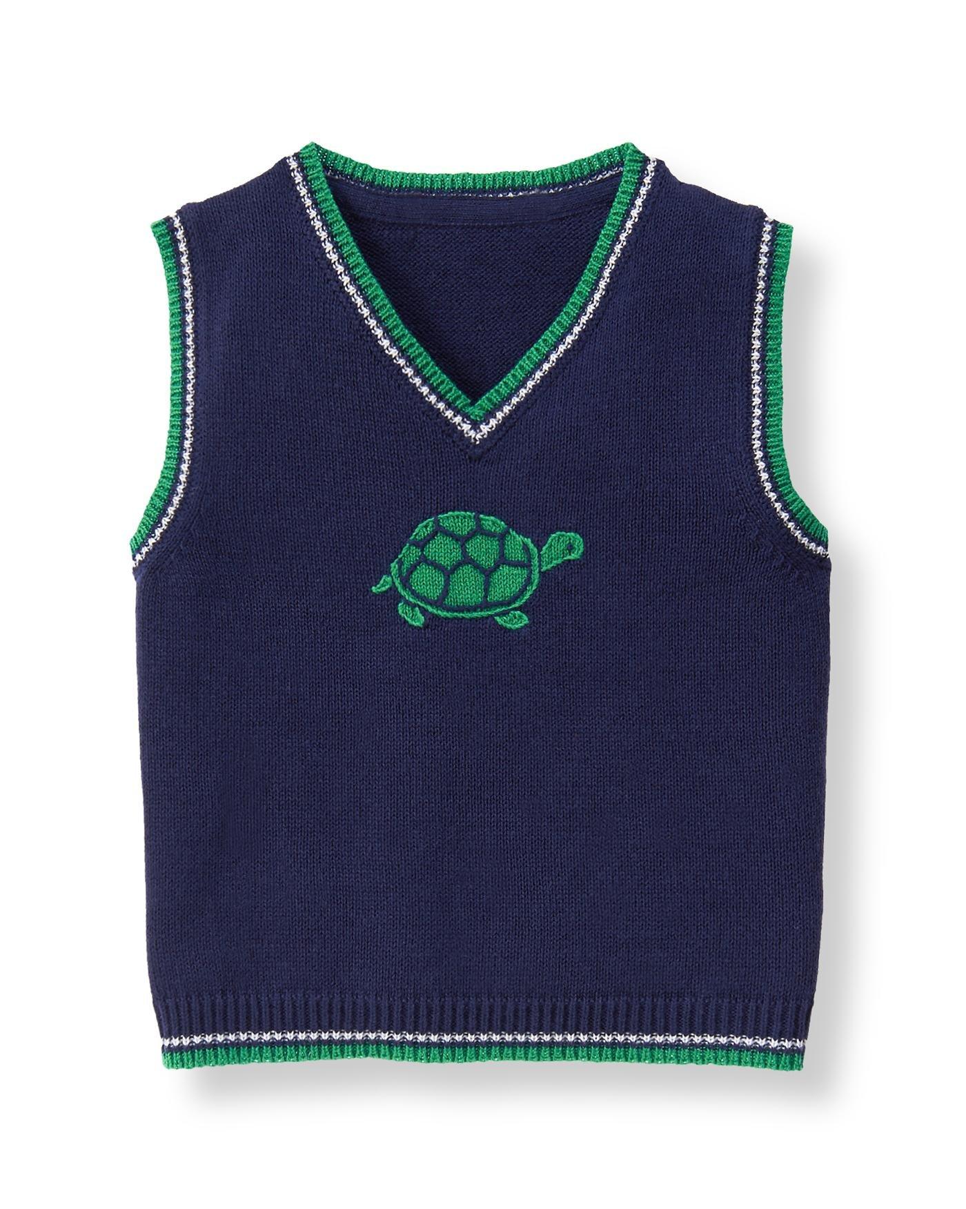 Baby Boy Navy Turtle Sweater Vest at JanieandJack