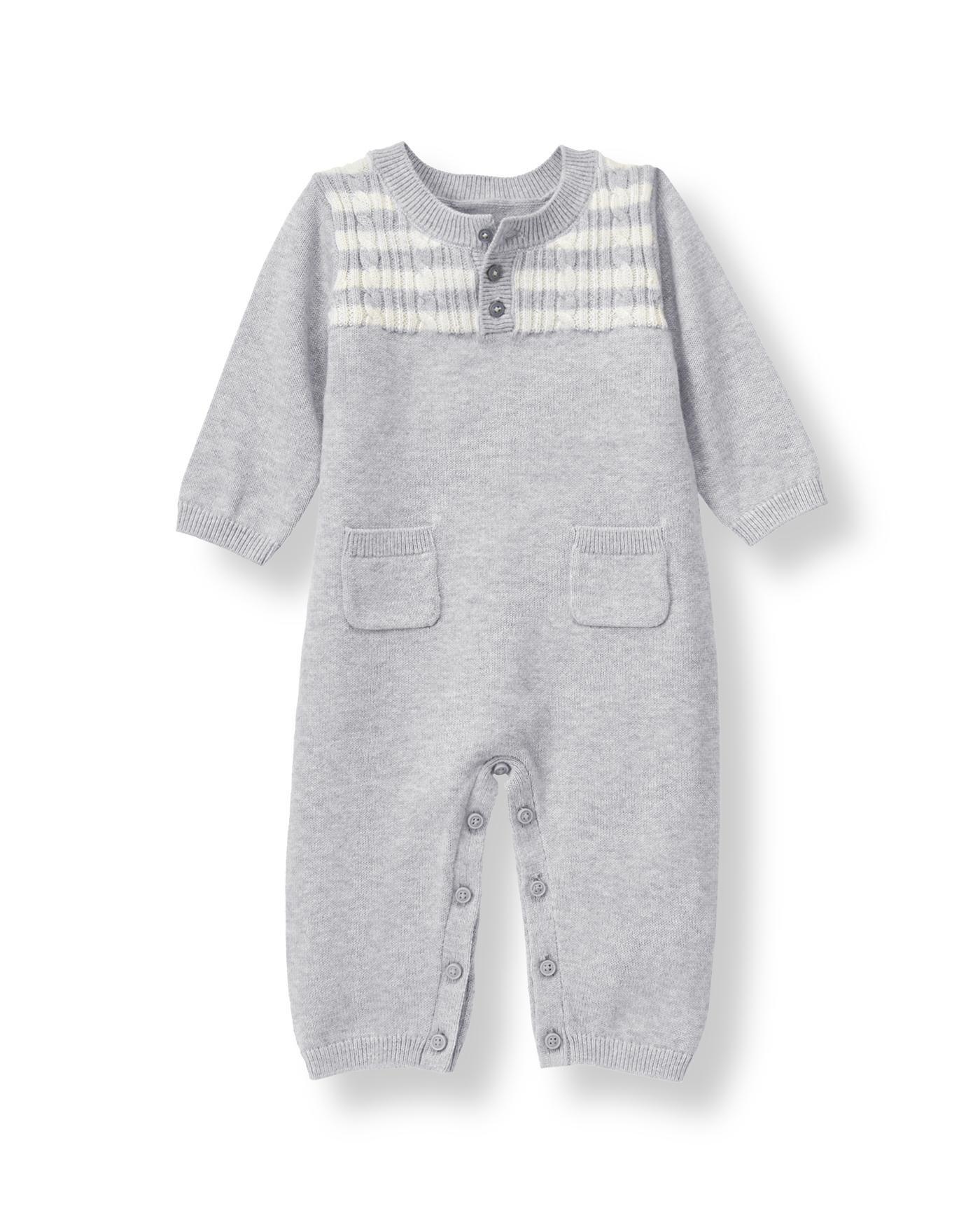 Baby Girl Heather Grey Cable Knit OnePiece at JanieandJack
