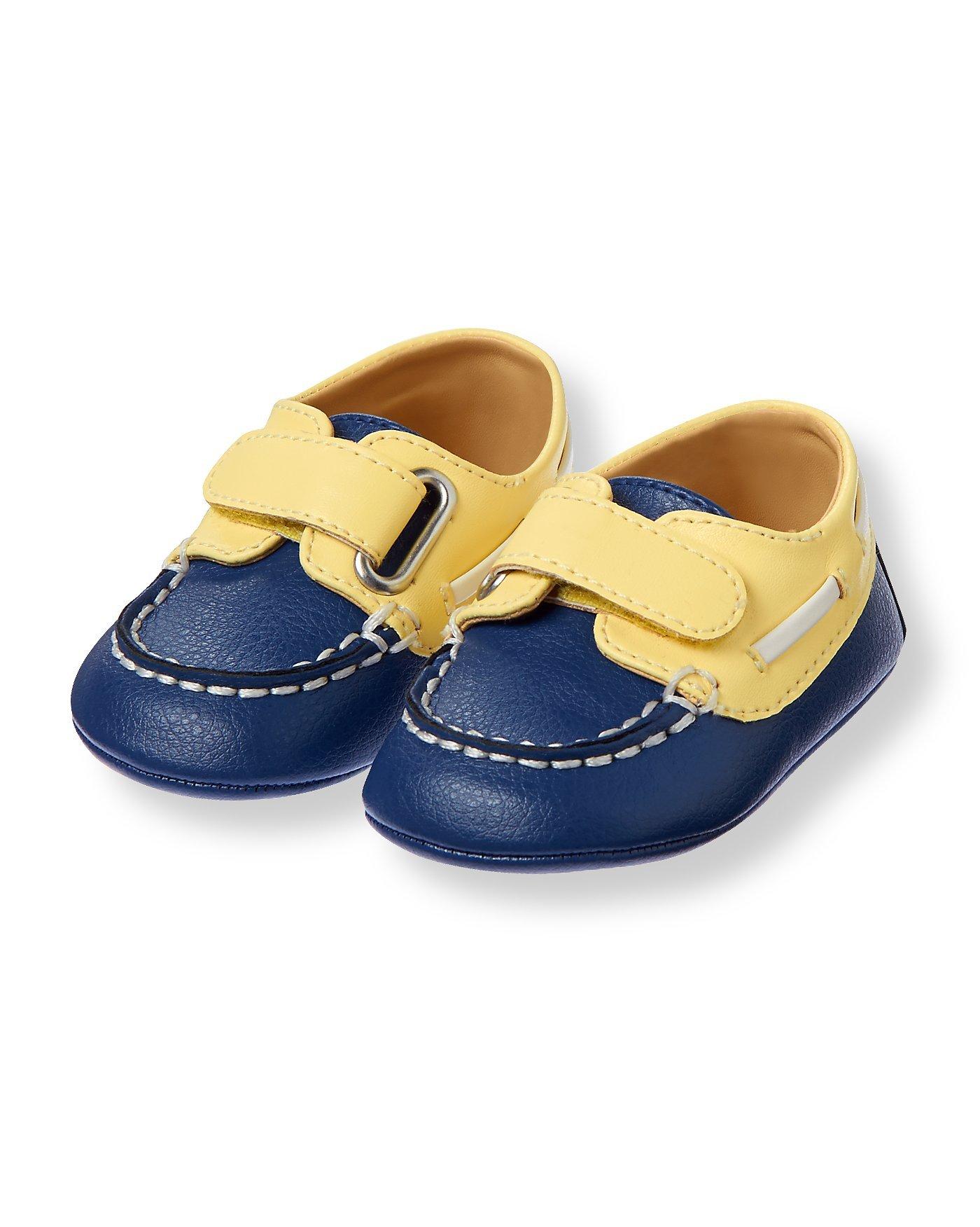 Baby Boy Navy Boat Crib Shoe at JanieandJack