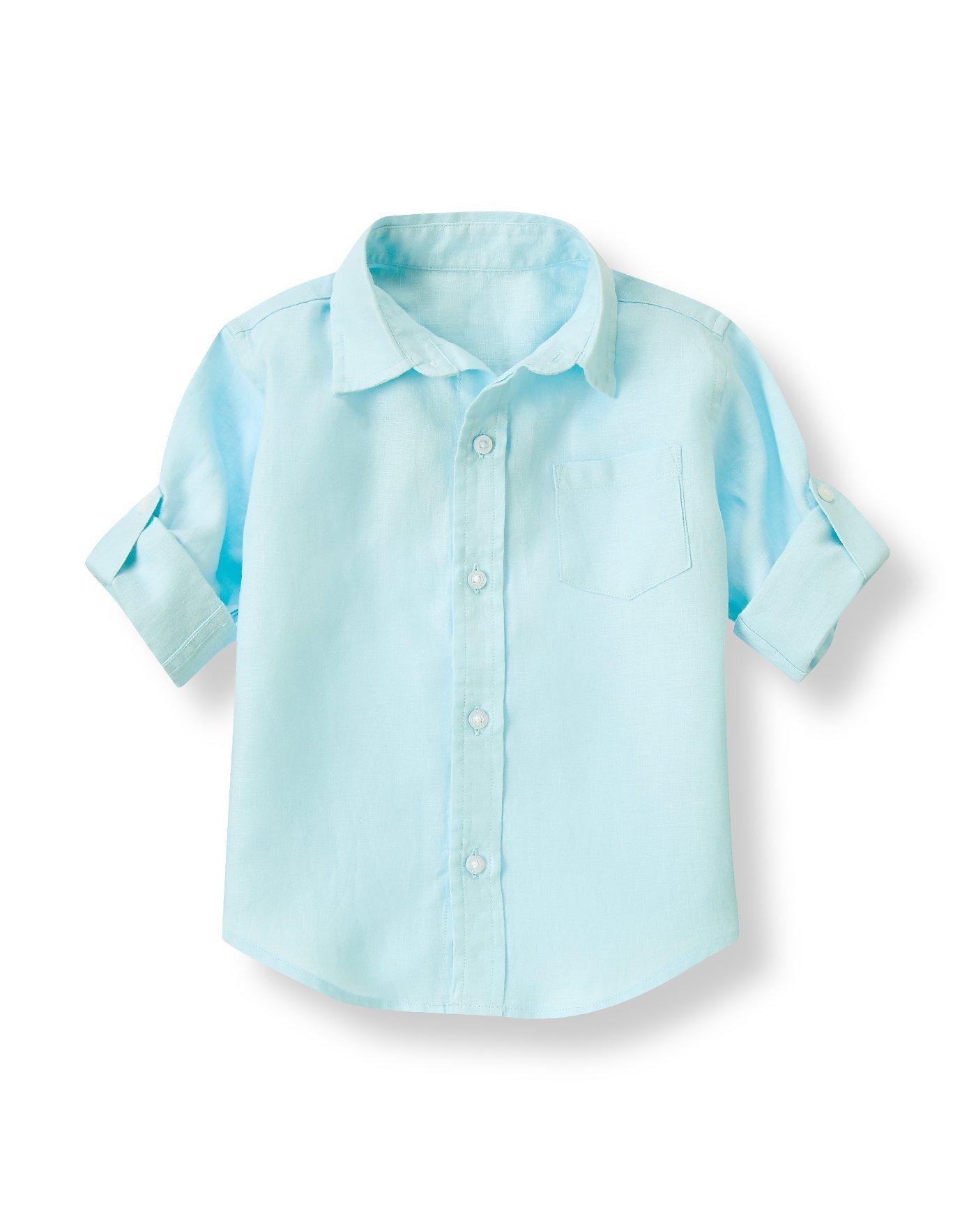 aqua linen shirt
