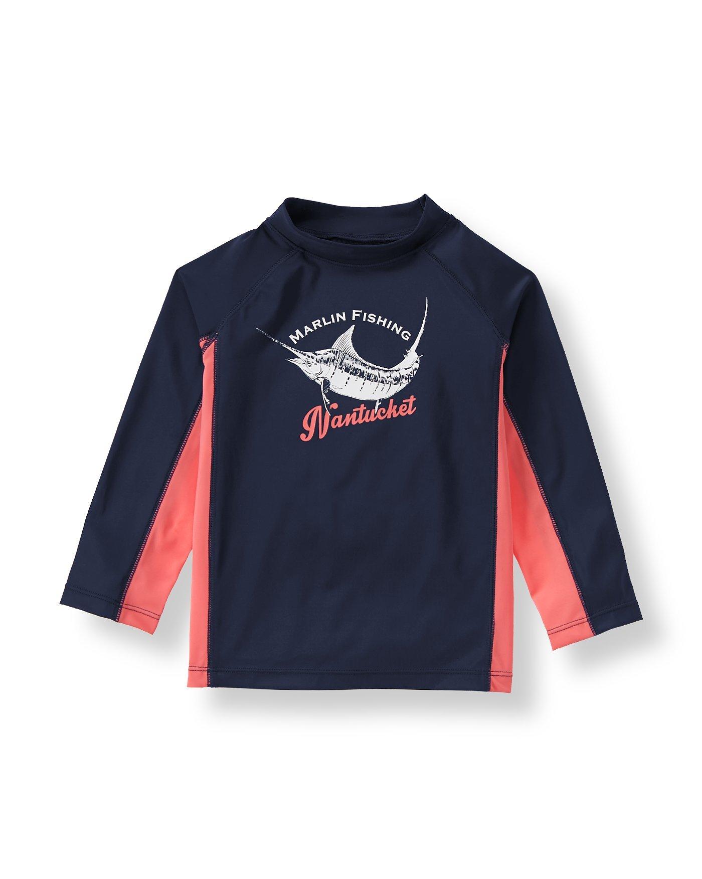 Boys Navy Marlin Rash Guard at JanieandJack
