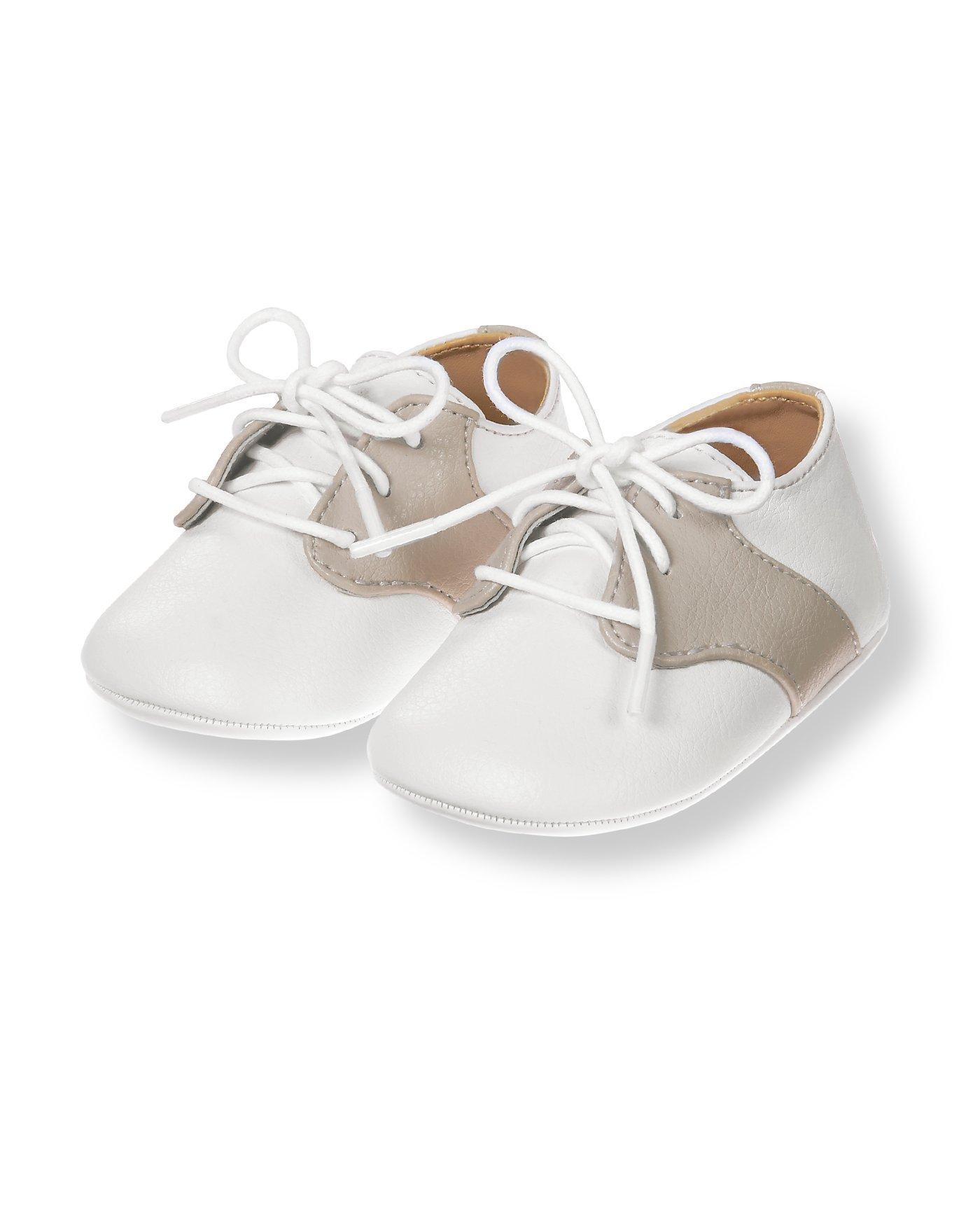Baby Boy White Saddle Crib Shoe at JanieandJack