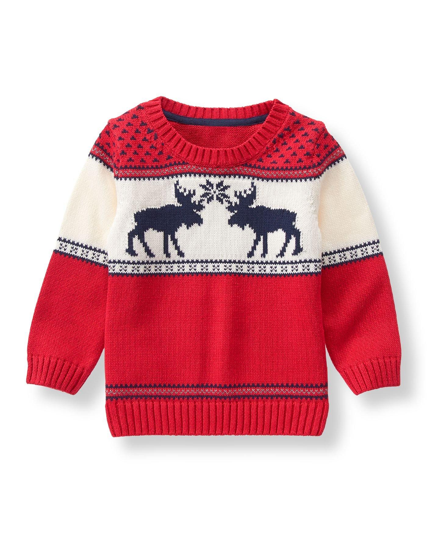 Boy Crimson Moose Sweater by Janie and Jack