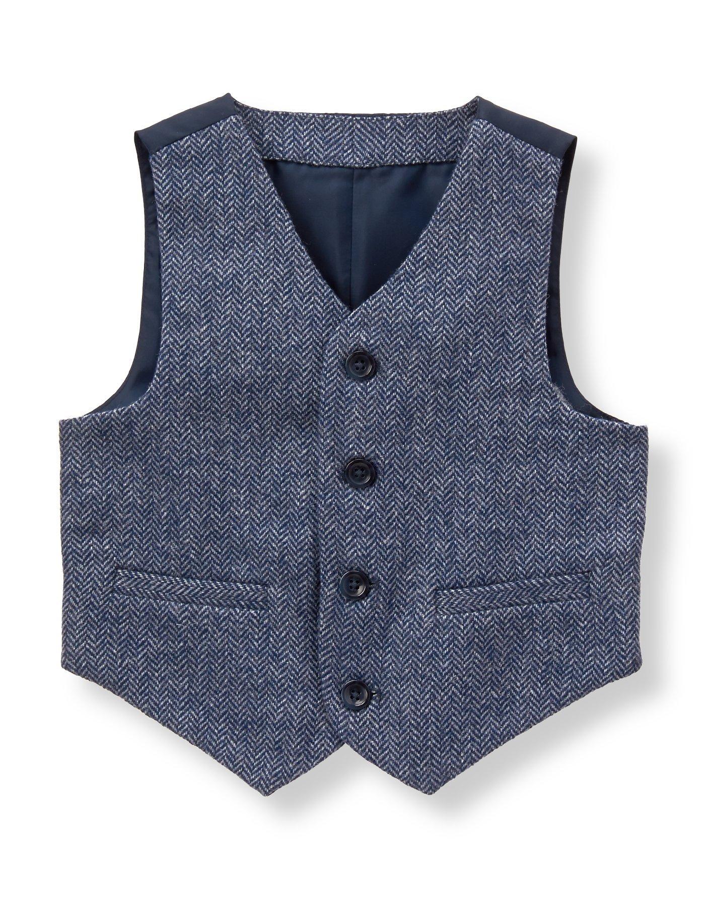 Boy Navy Herringbone Herringbone Suit Vest by Janie and Jack