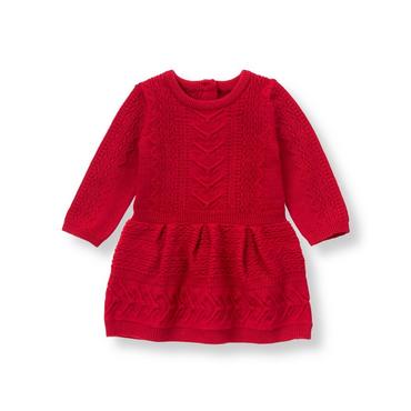 red cable sweater dress