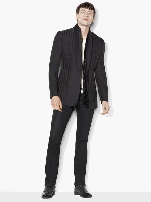 John Varvatos Double-Breasted Shadow Striped Jacket
