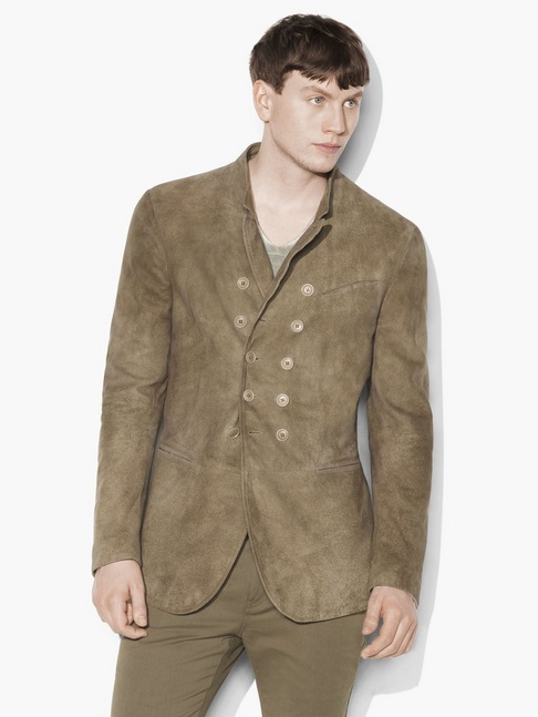 John Varvatos Suede Double-Breasted Jacket
