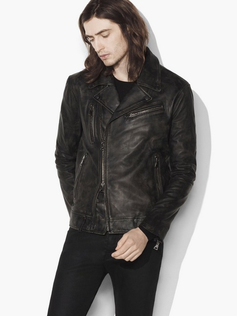 John Varvatos Asymmetrical Leather Biker Jacket