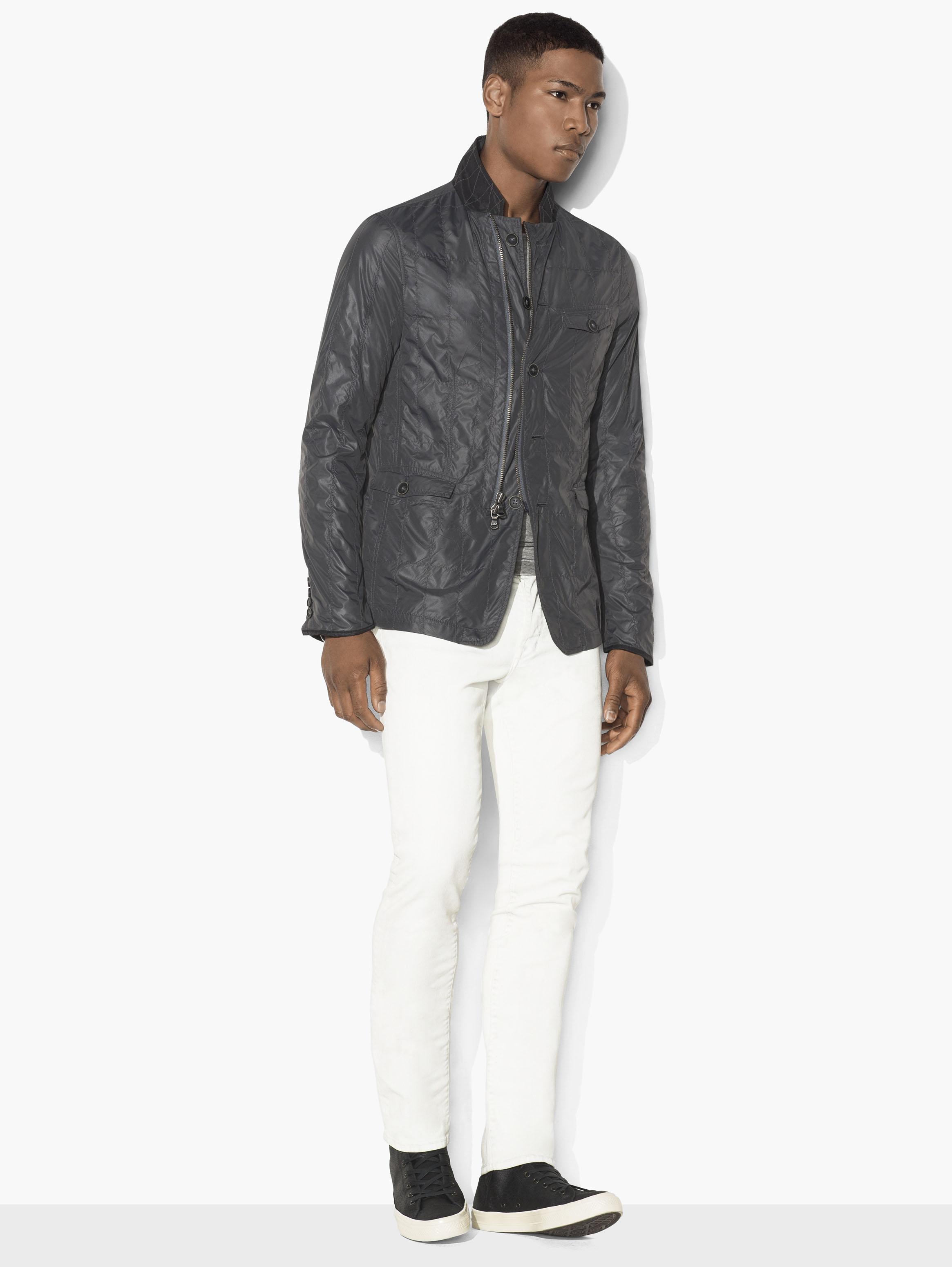 John Varvatos Nylon Grid-Stitched Jacket