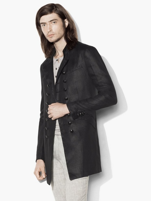 John Varvatos Double-Breasted Military Coat