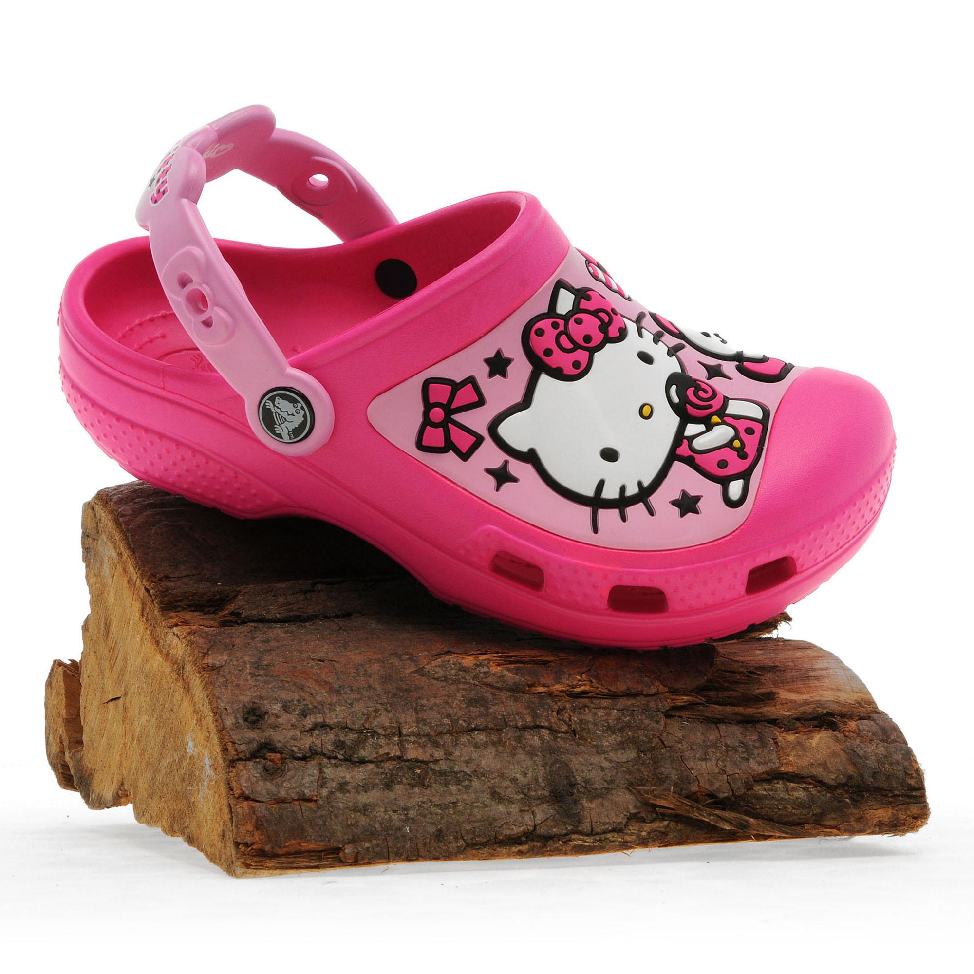 pink and black crocs