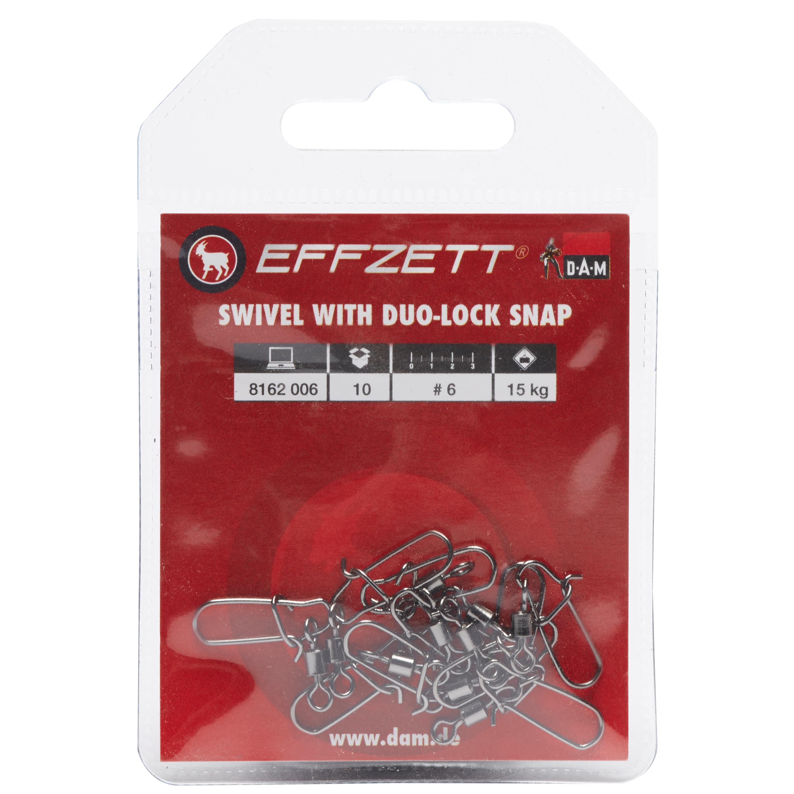 5-8 émerillons Fanatik Avec Mousqueton Duo-Lock - Taille 2 à 10, Résistance 8-18 Kg, Noir