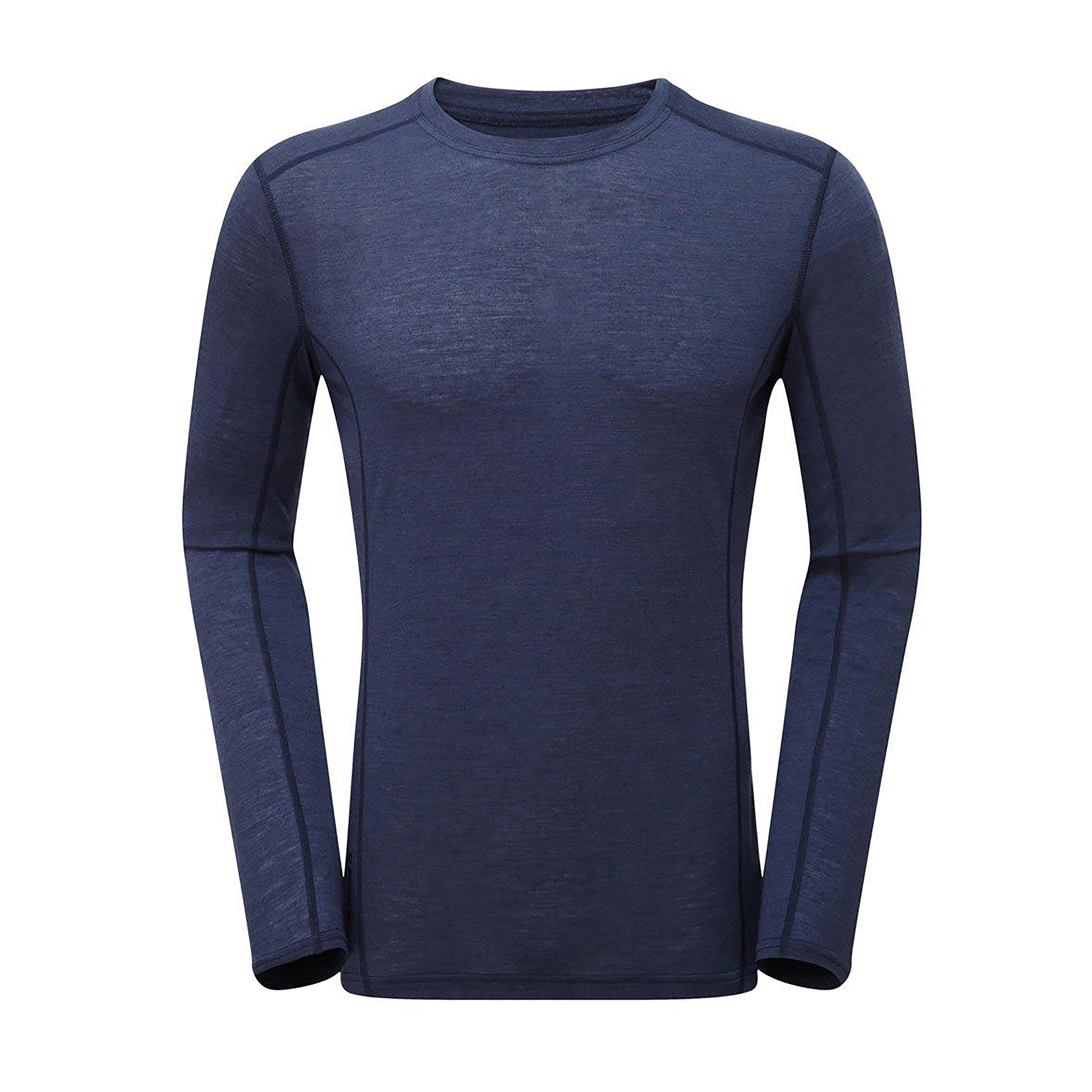 Image of Montane Men's Primino 140 Long Sleeve T-Shirt, NAVY/TSHIRT