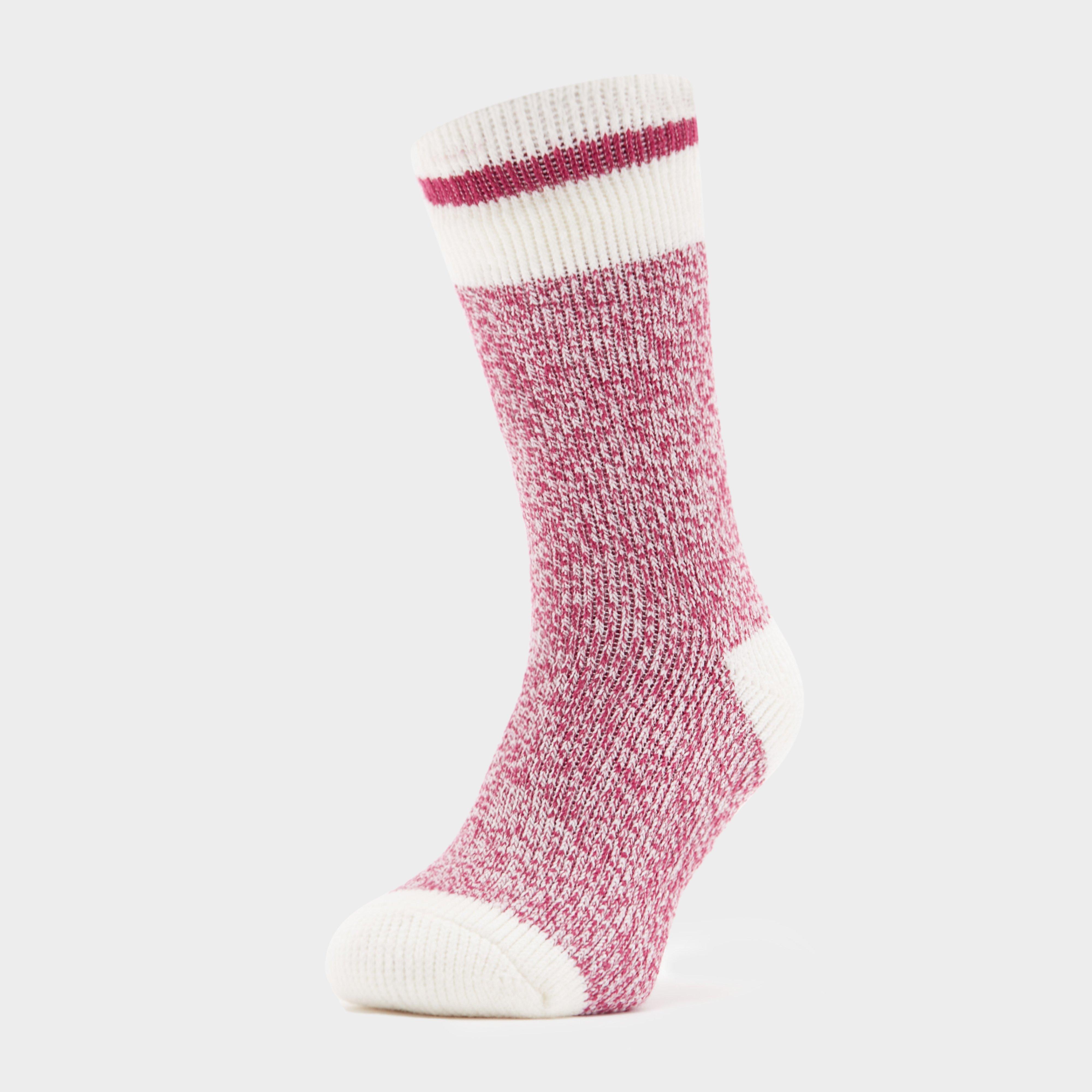 Image of Heat Holders Ladies Cream Block Twist Socks, PINK/PINK
