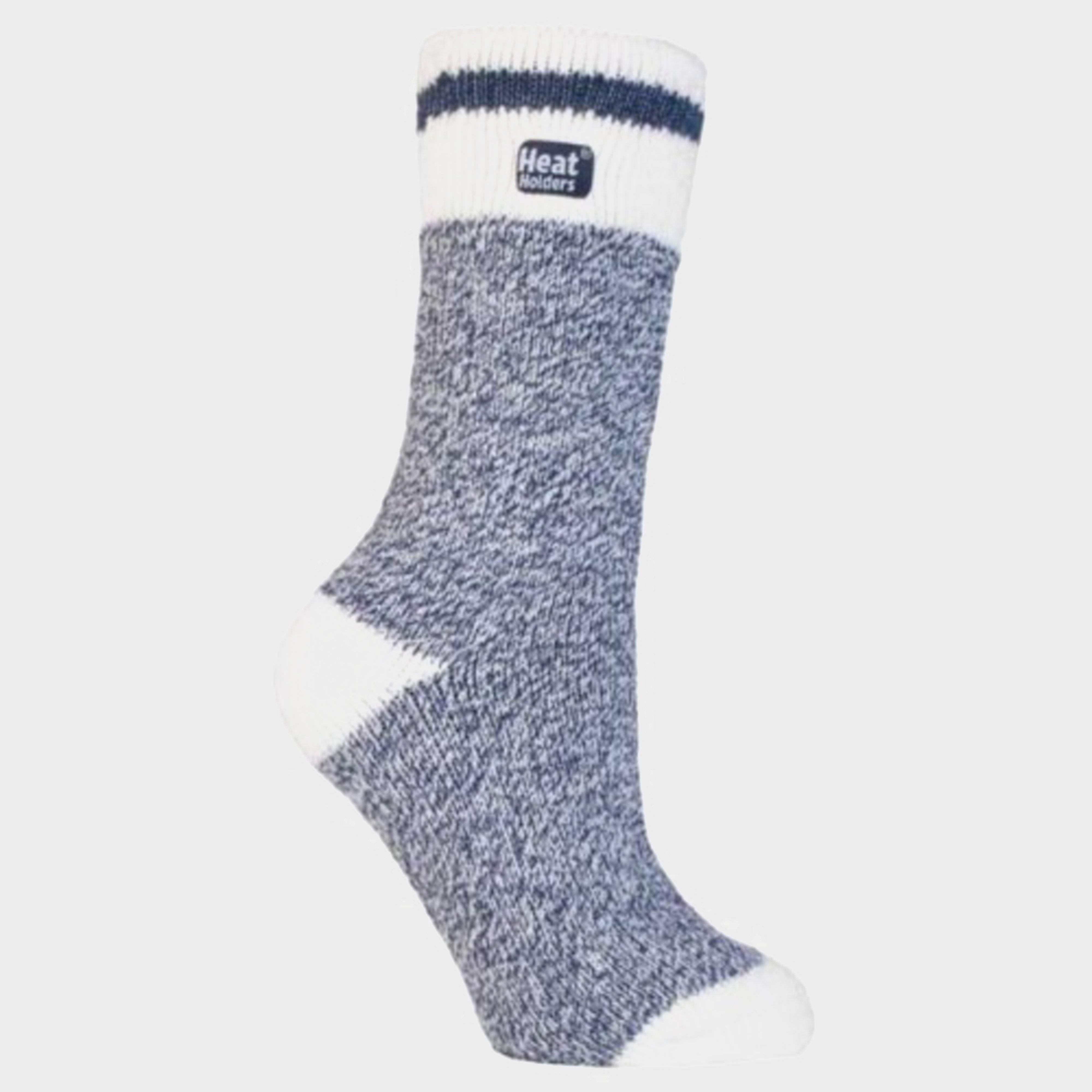 Image of Heat Holders Ladies Cream Block Twist Socks, BLUE/BLUE