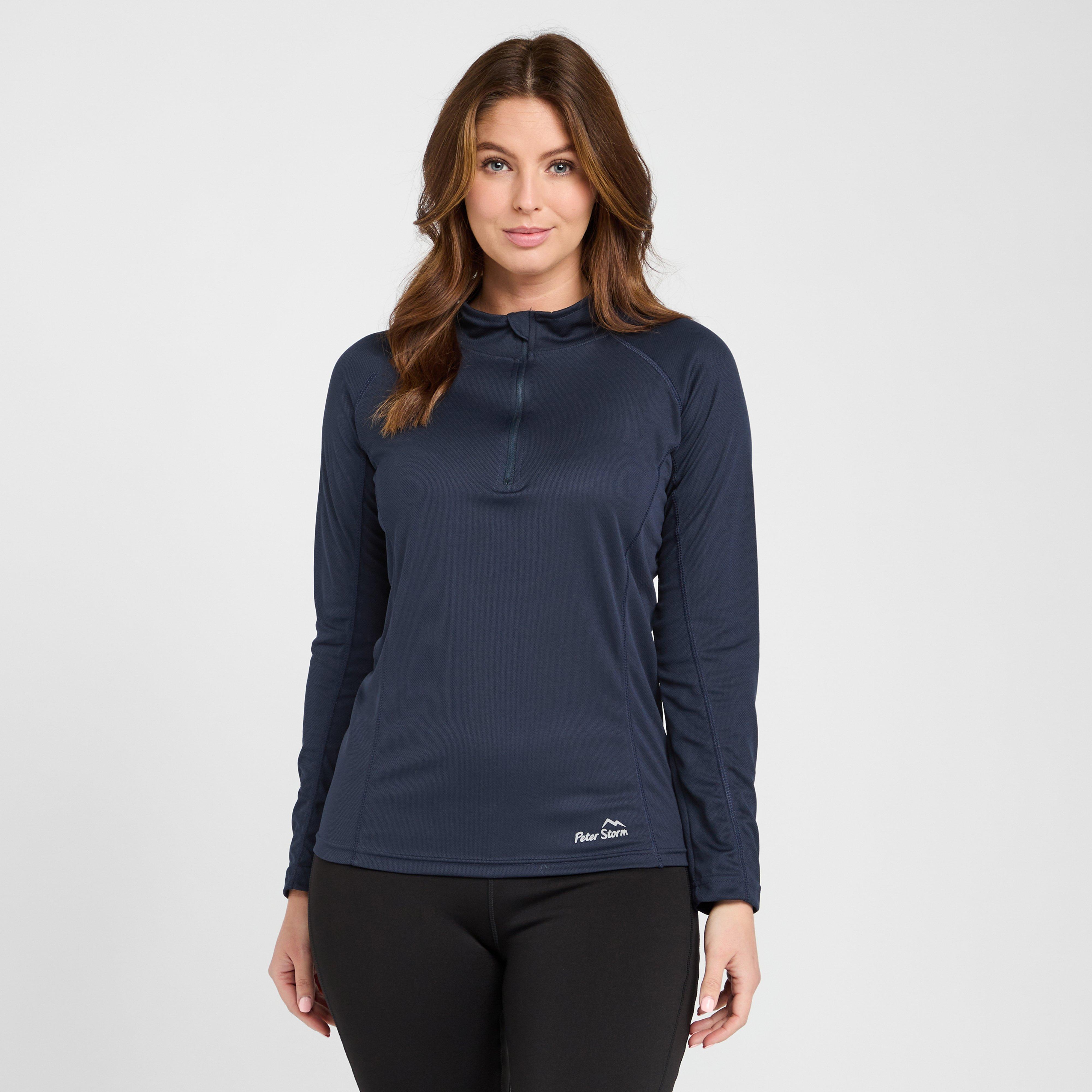 Peter Storm Women's Long Sleeved Zipped Balance Baselayer, Navy
